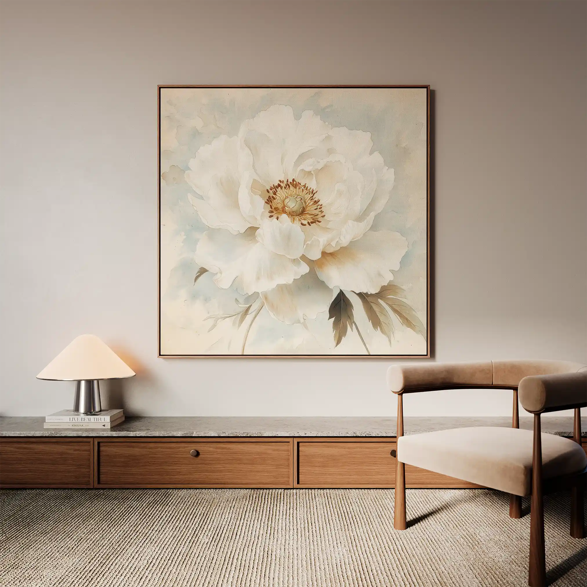 Floral 1381 Canvas Art 16" x 16" / 40 x 40 cm / Black