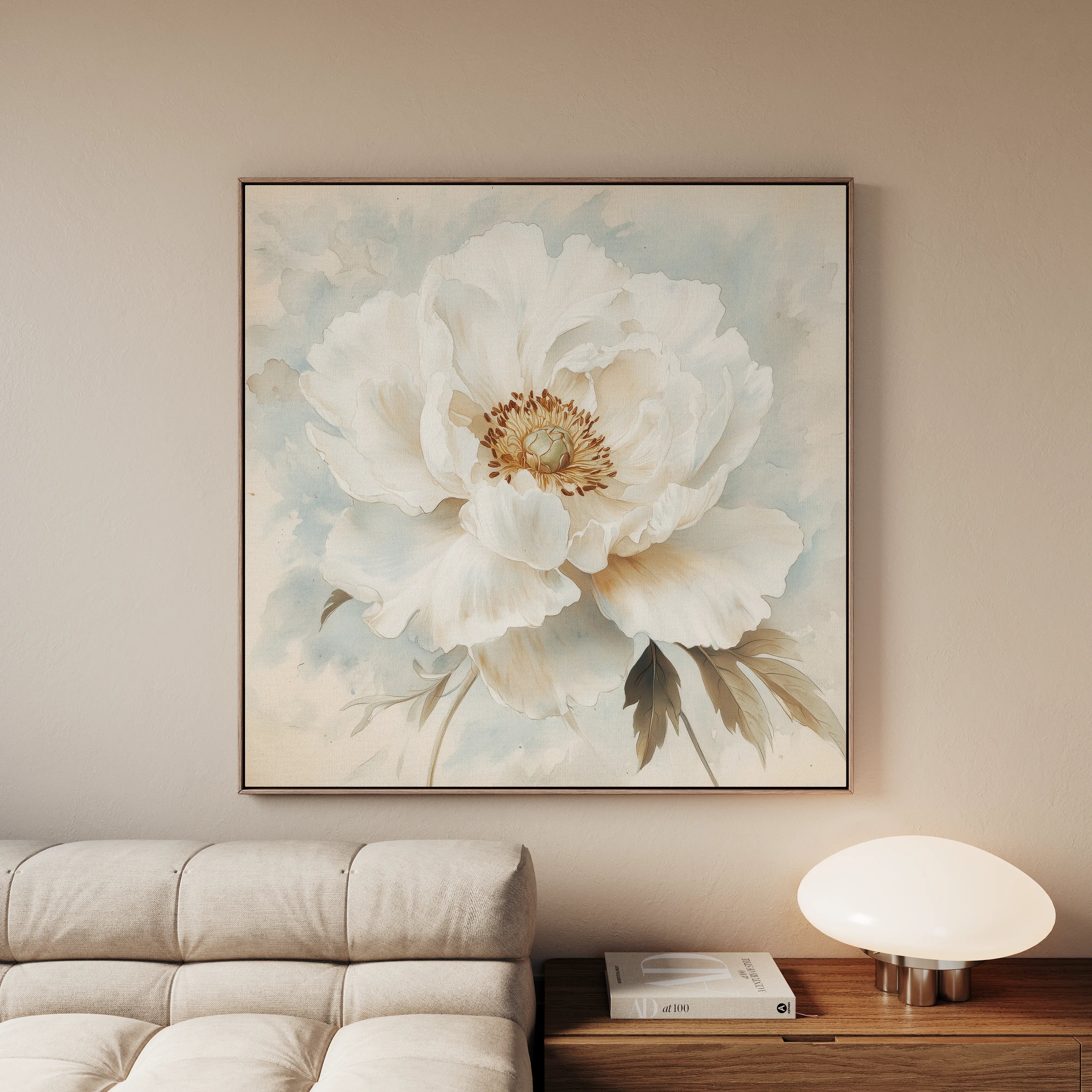 Floral 1381 Canvas Art 16" x 16" / 40 x 40 cm / Black