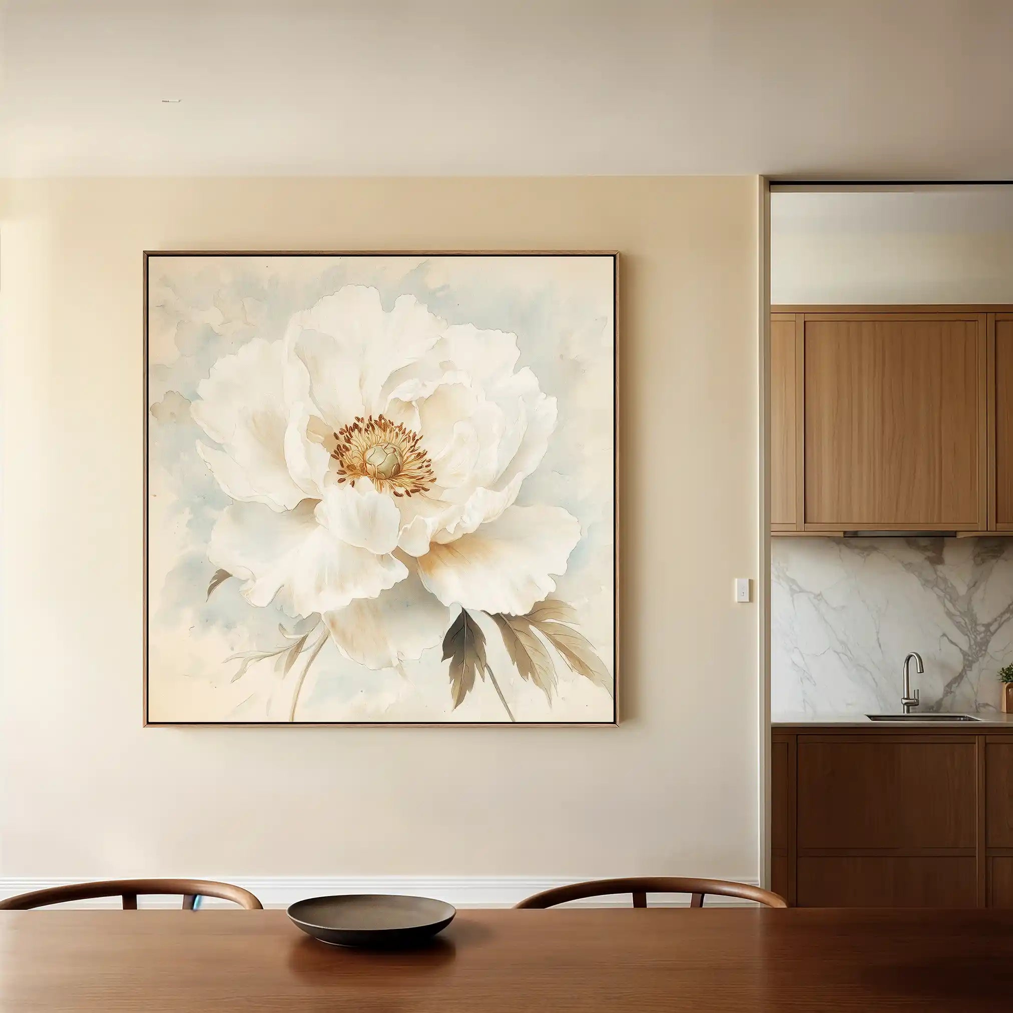 Floral 1381 Canvas Art 16" x 16" / 40 x 40 cm / Black