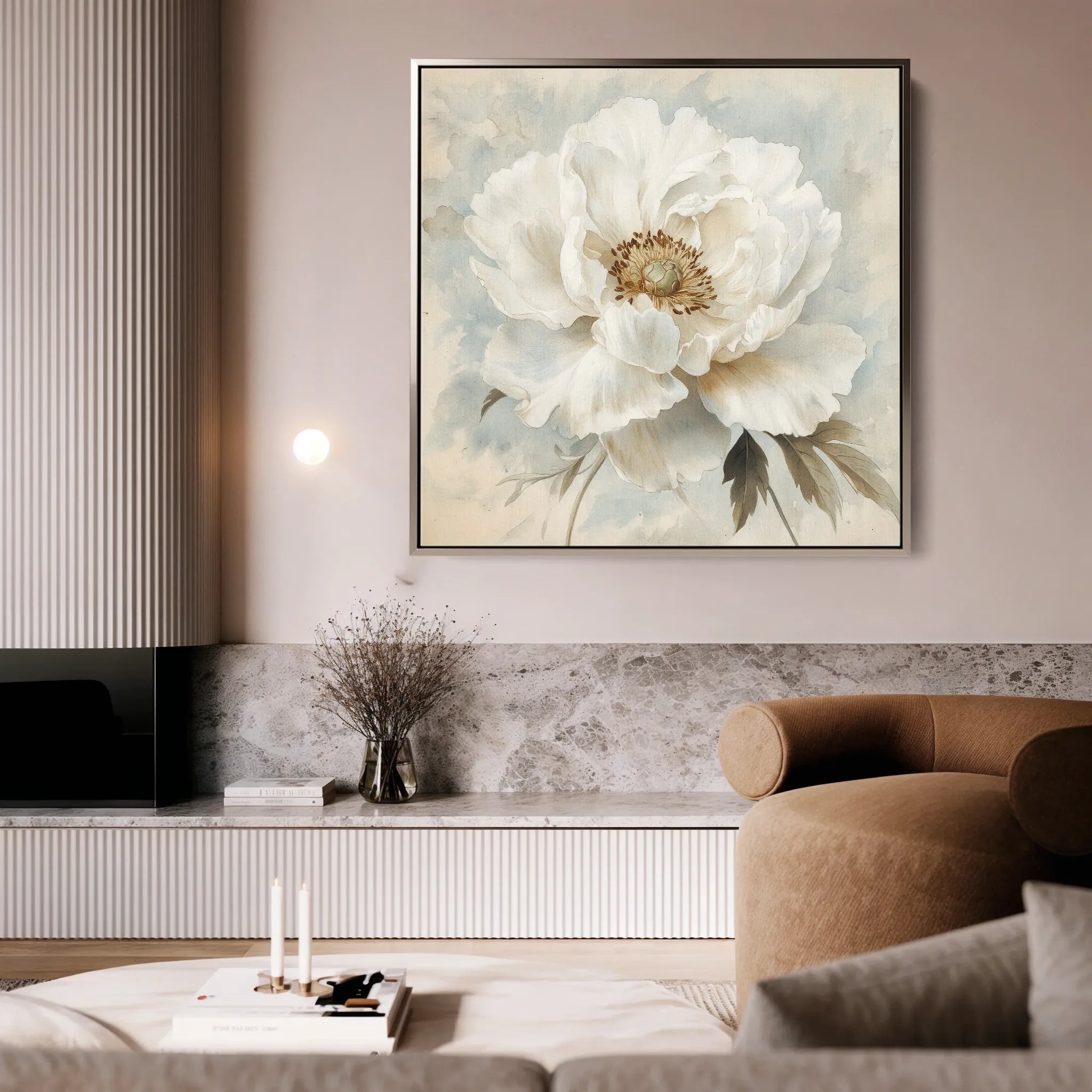 Floral 1381 Canvas Art 16" x 16" / 40 x 40 cm / Black