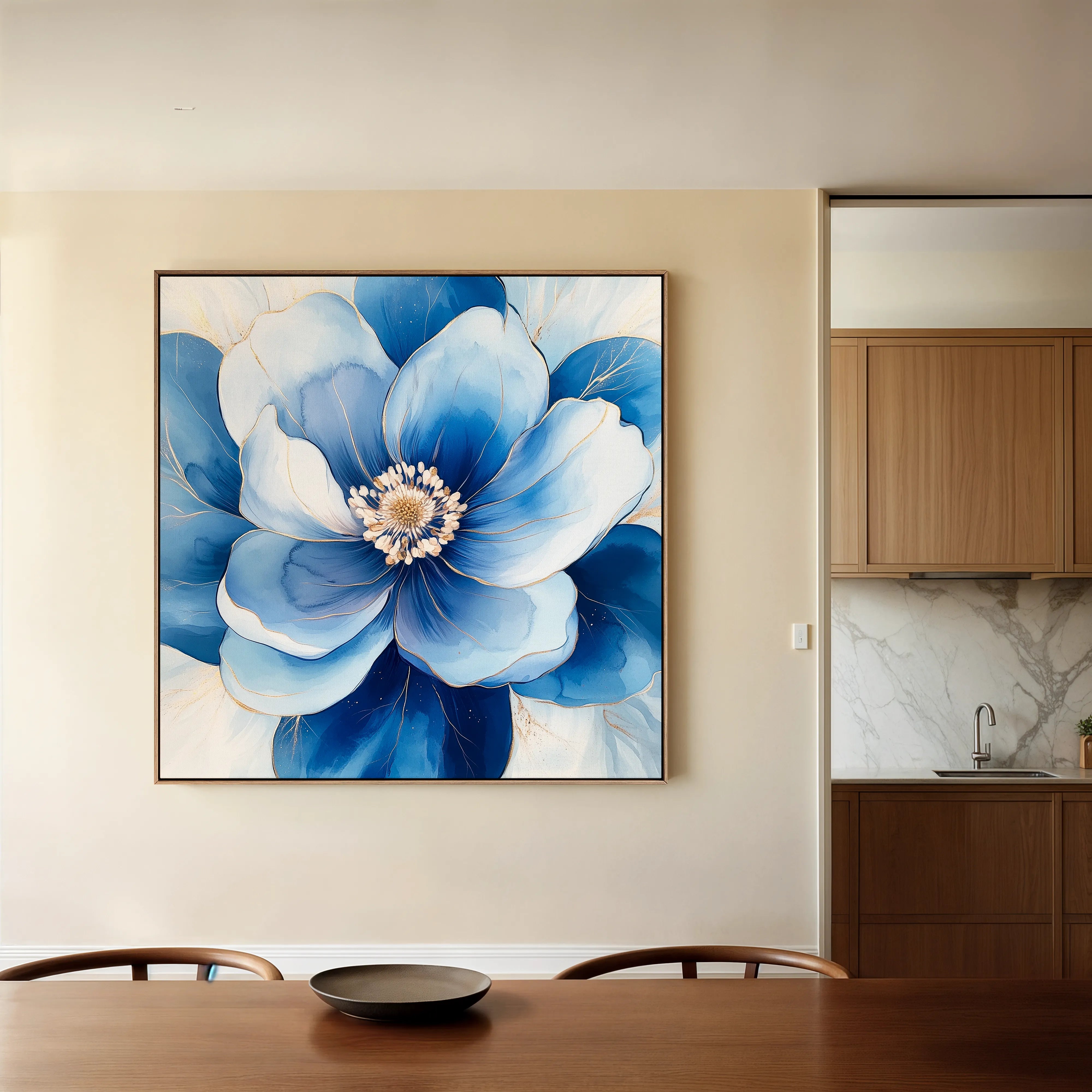 Floral 1382 Canvas Art 16" x 16" / 40 x 40 cm / Black