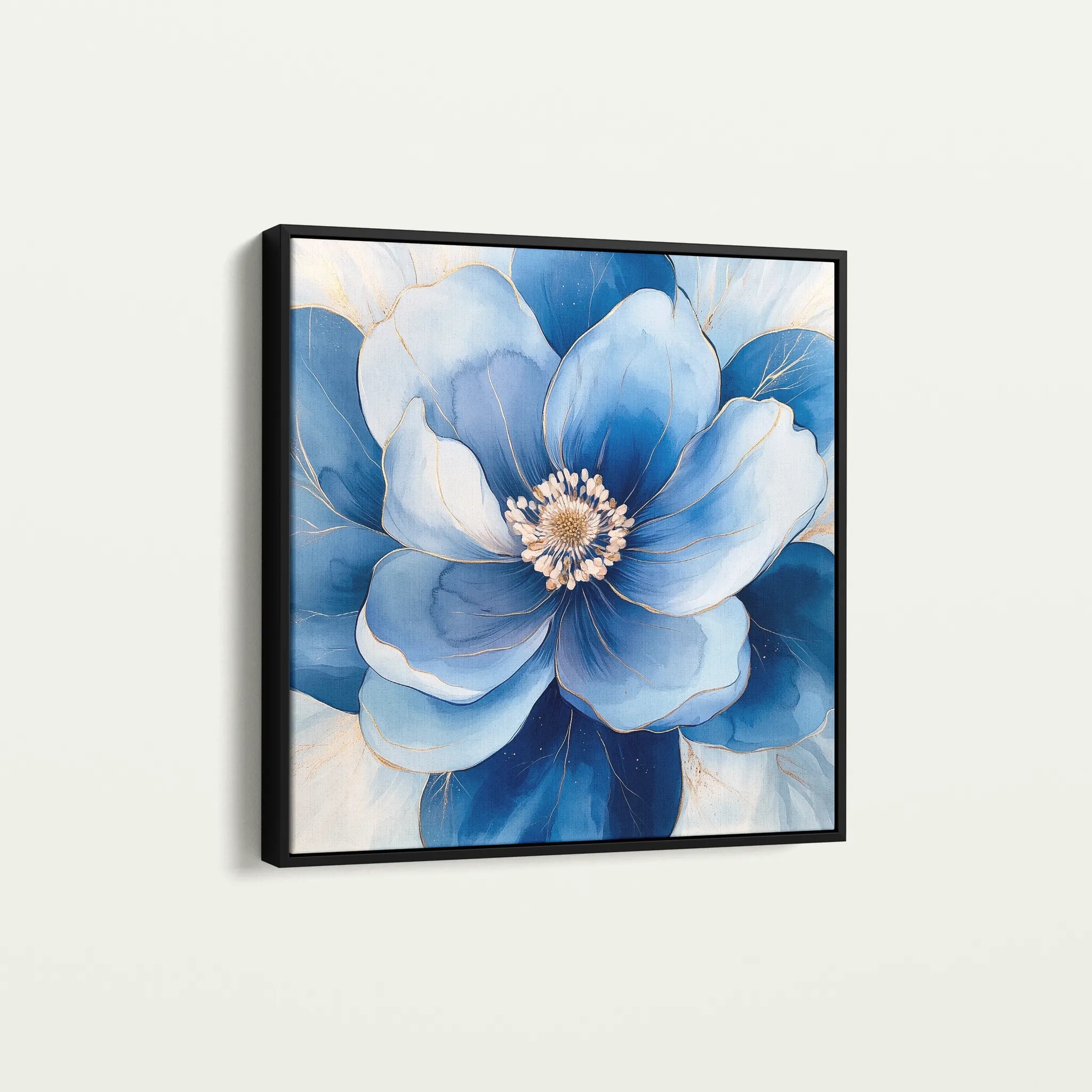Floral 1382 Canvas Art 16" x 16" / 40 x 40 cm / Black