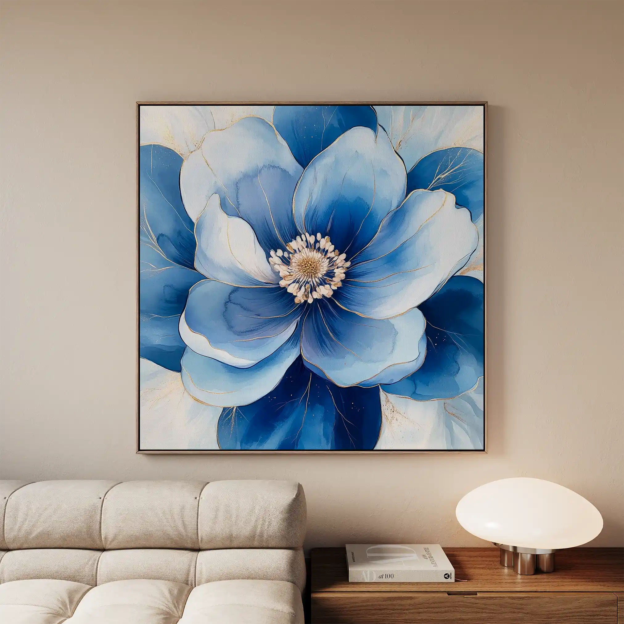 Floral 1382 Canvas Art 60 x 60 cm / Black