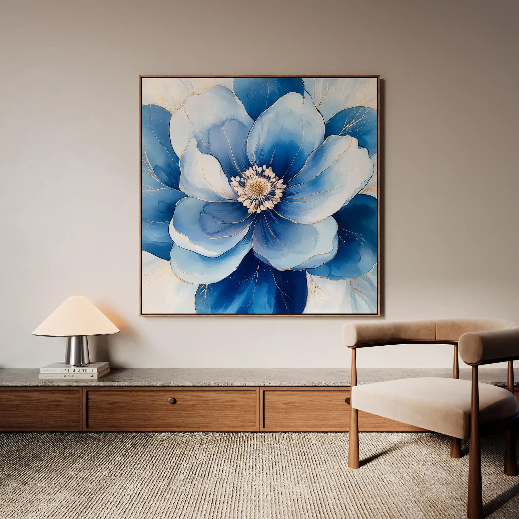 Floral 1382 Canvas Art 60 x 60 cm / Black