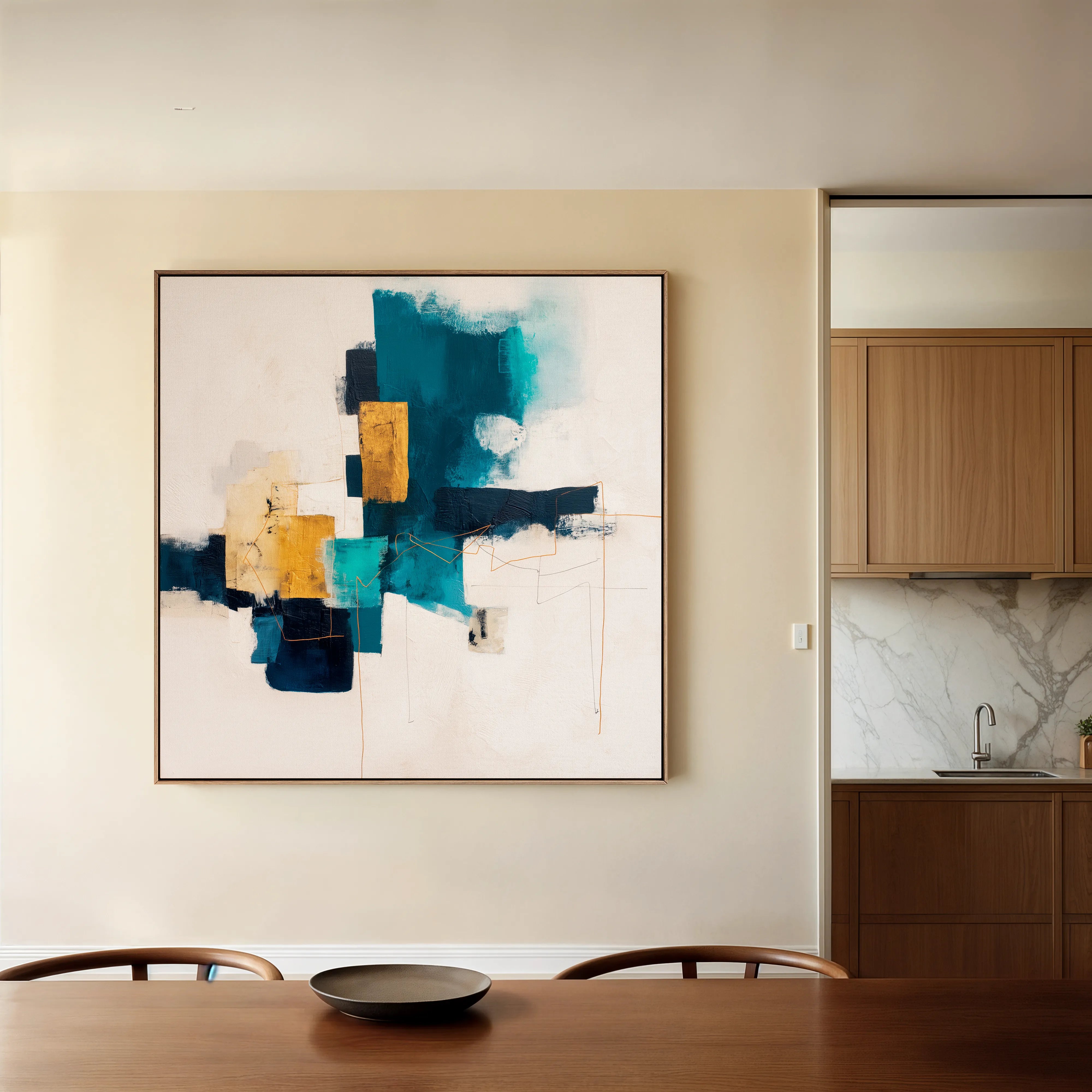Abstract 1383 Canvas Art 16" x 16" / 40 x 40 cm / Black