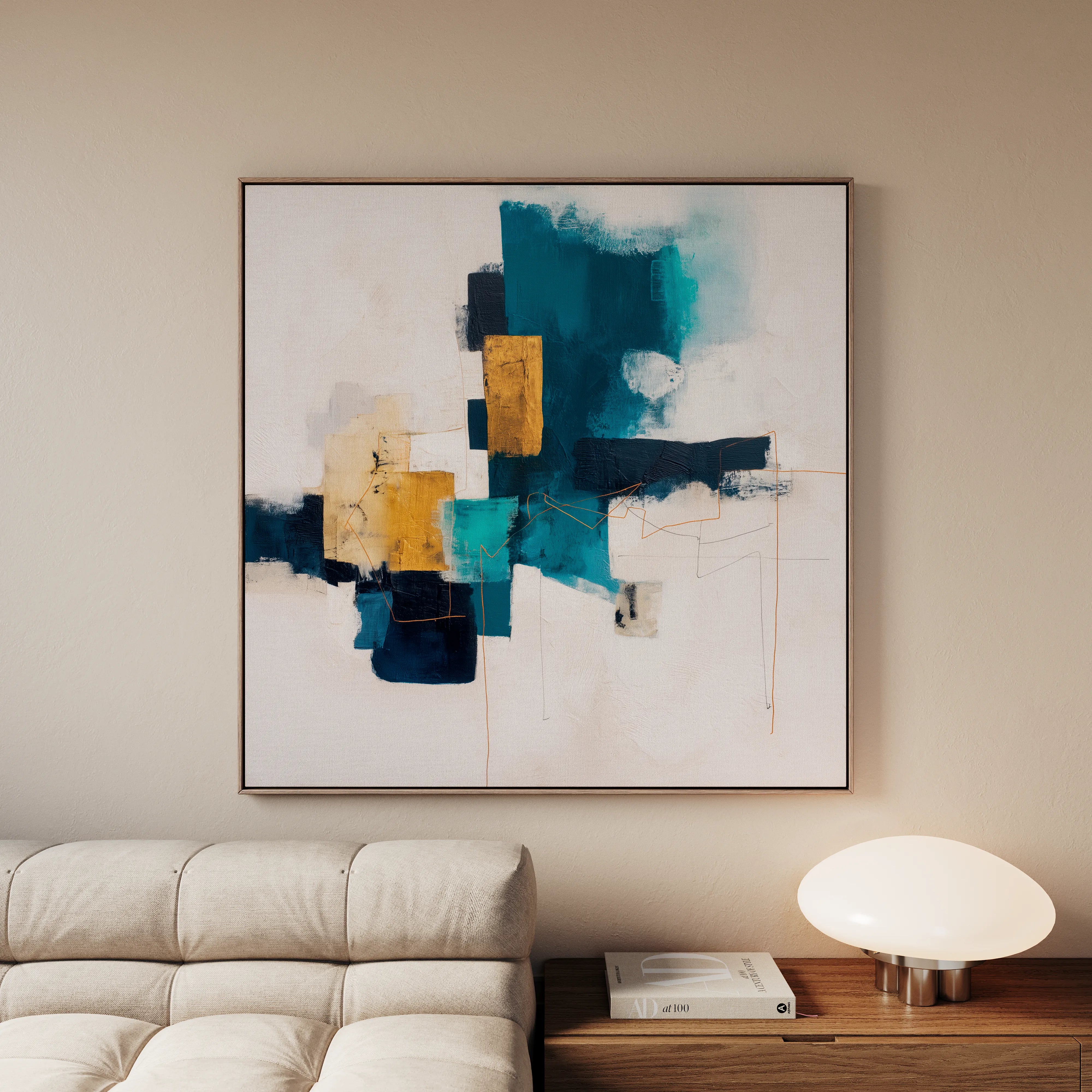 Abstract 1383 Canvas Art 16" x 16" / 40 x 40 cm / Black