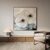 Floral 1383 Canvas Art 16" x 16" / 40 x 40 cm / Black