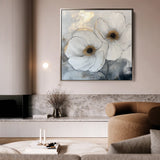 Floral 1383 Canvas Art 16" x 16" / 40 x 40 cm / Black
