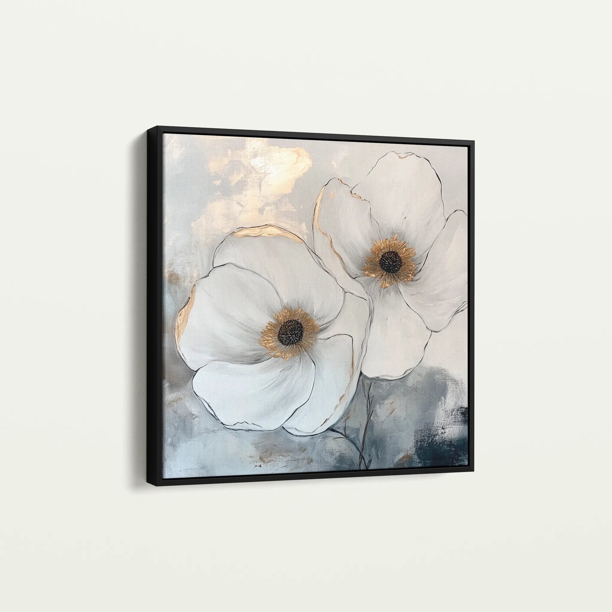 Floral 1383 Canvas Art 16" x 16" / 40 x 40 cm / Black