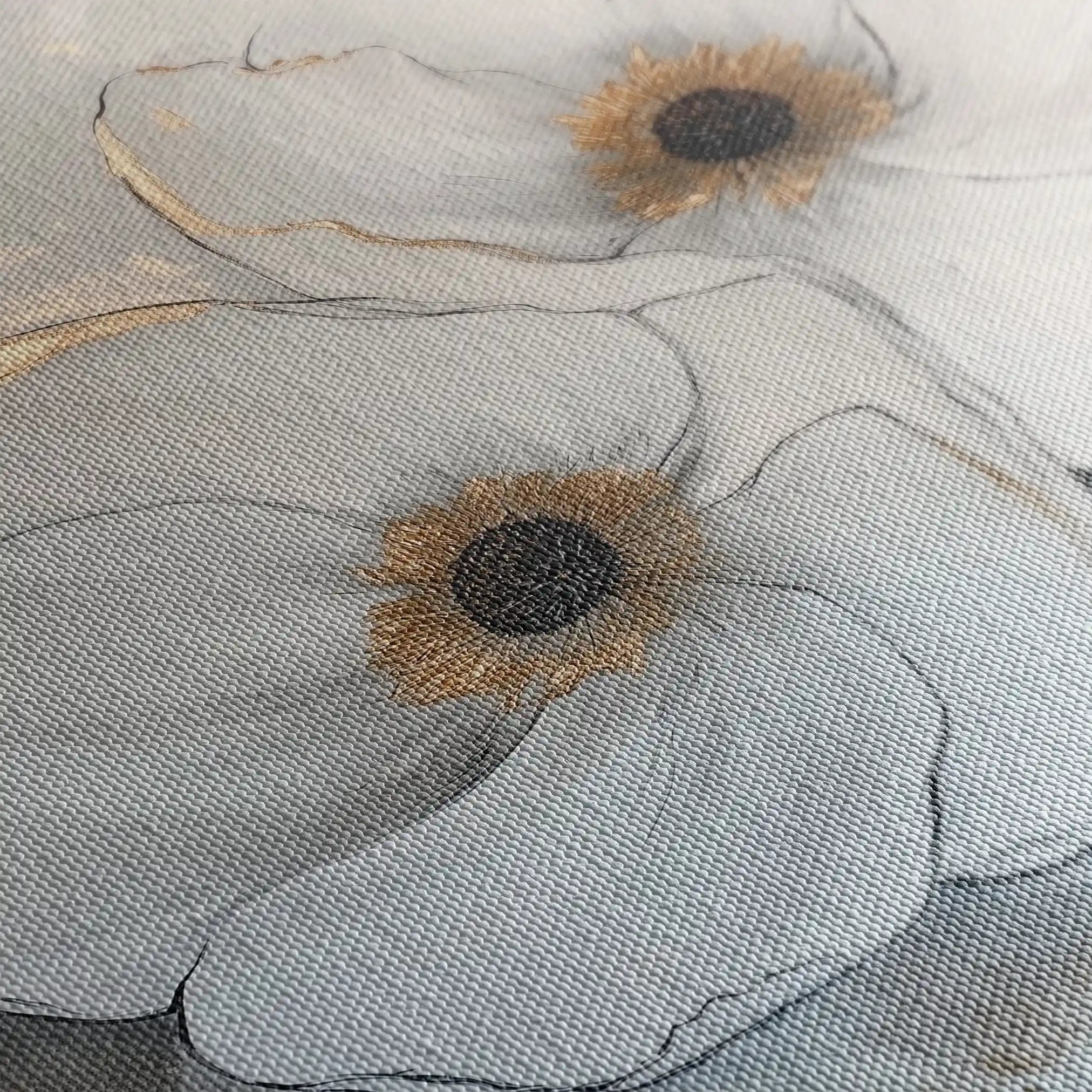Floral 1383 Canvas Art 16" x 16" / 40 x 40 cm / Black