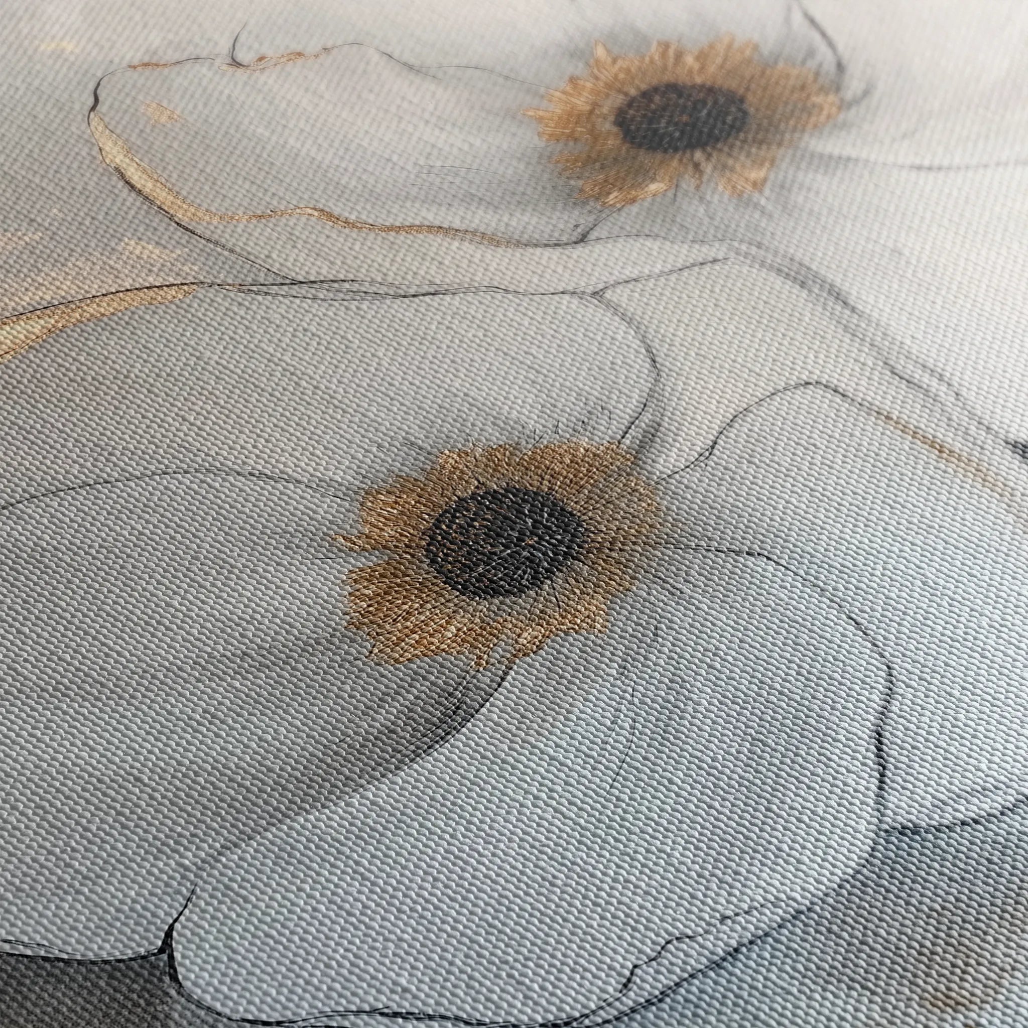 Floral 1383 Canvas Art 16" x 16" / 40 x 40 cm / Black