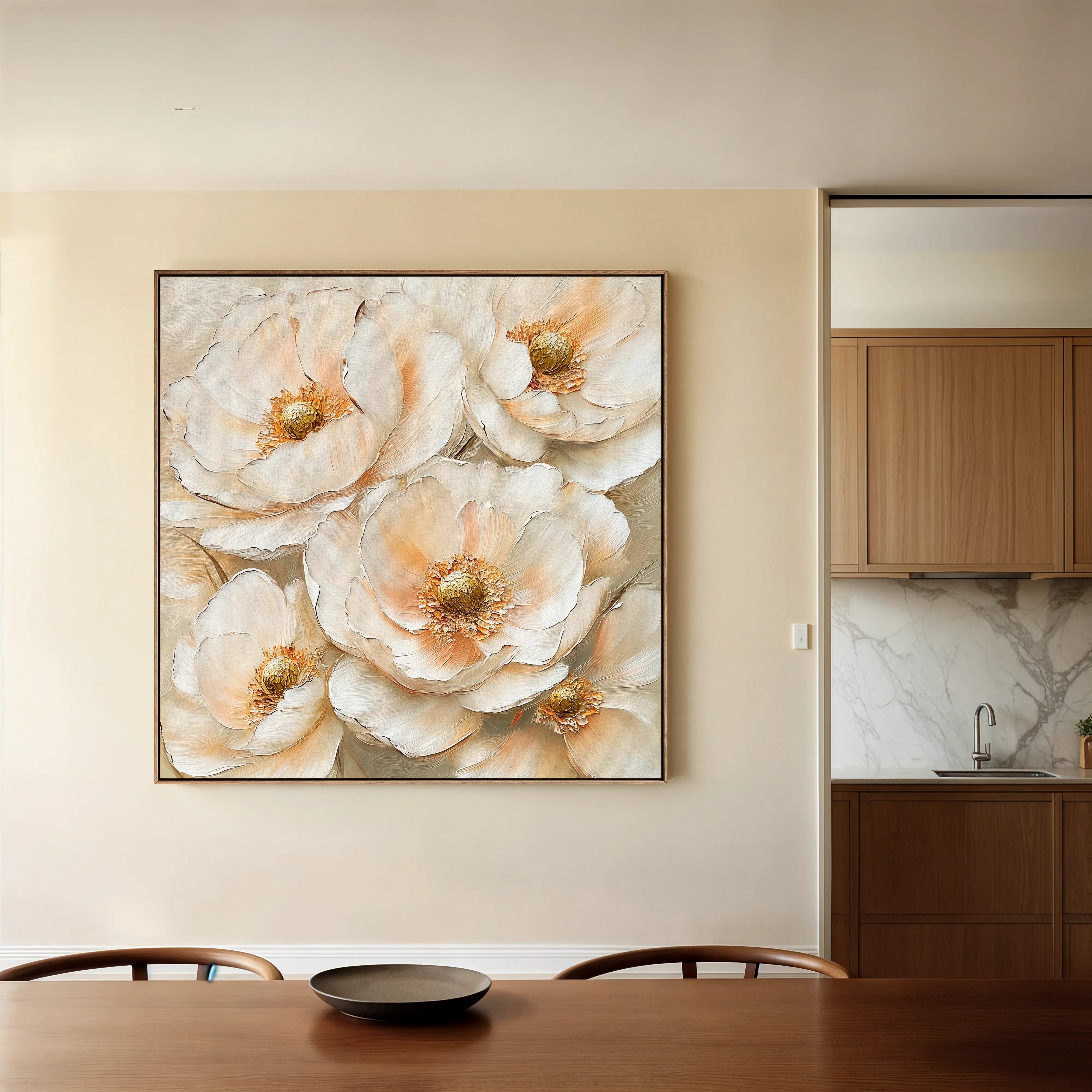 Floral 1384 Canvas Art 16" x 16" / 40 x 40 cm / Black