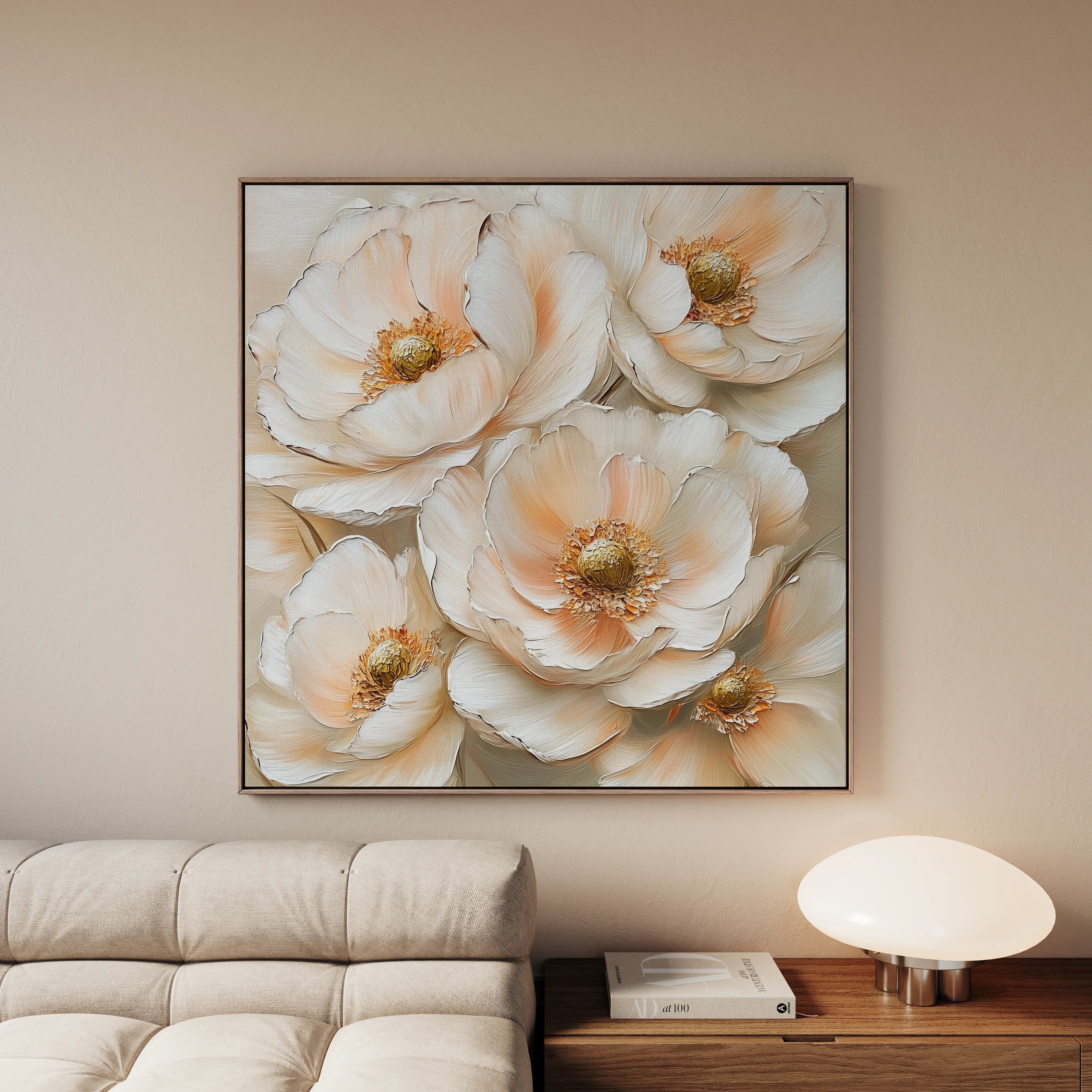 Floral 1384 Canvas Art 16" x 16" / 40 x 40 cm / Black