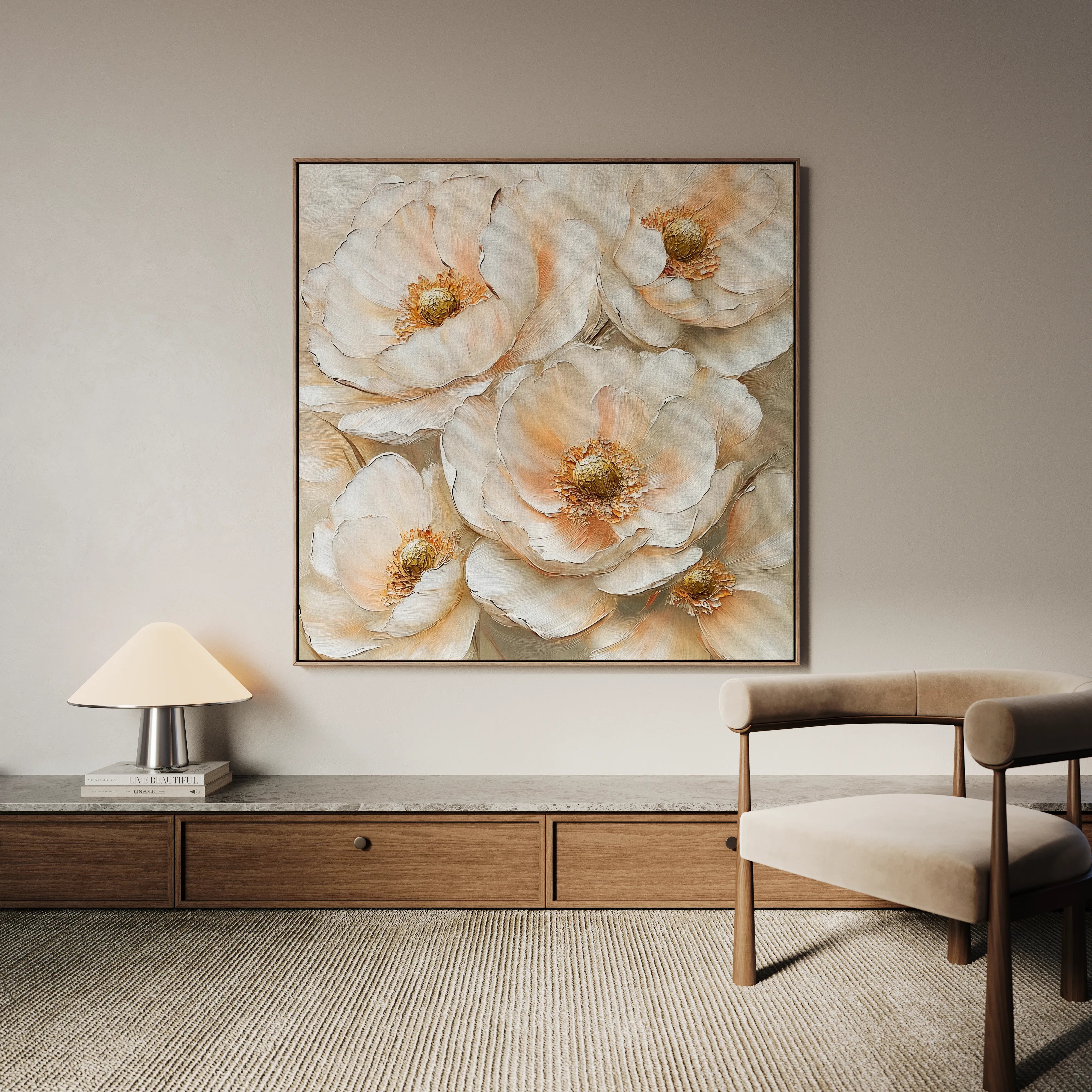 Floral 1384 Canvas Art 16" x 16" / 40 x 40 cm / Black