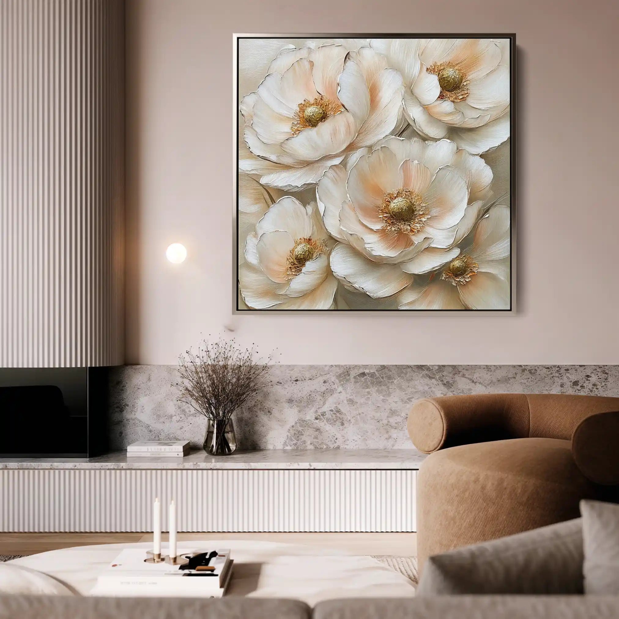 Floral 1384 Canvas Art 16" x 16" / 40 x 40 cm / Black