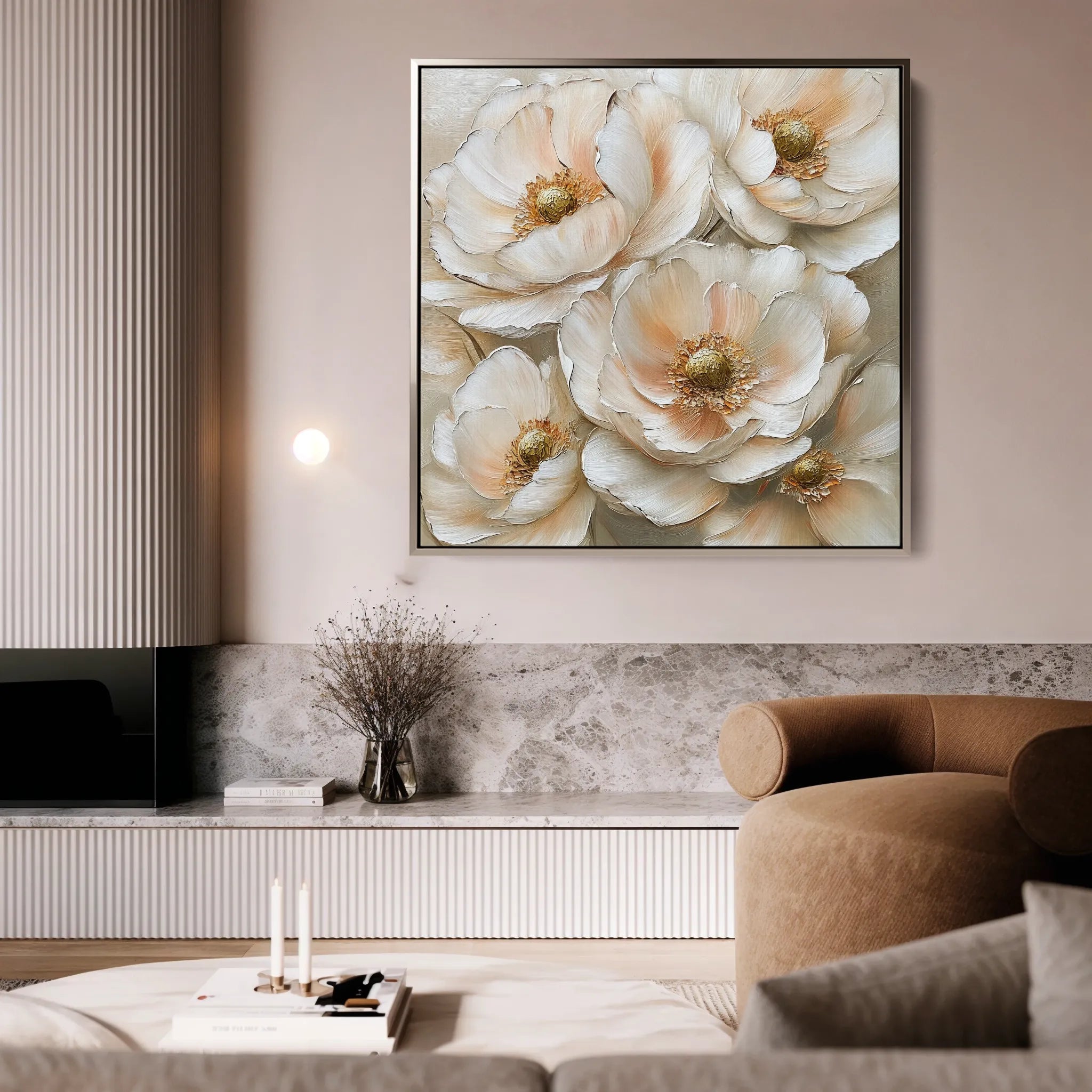 Floral 1384 Canvas Art 16" x 16" / 40 x 40 cm / Black