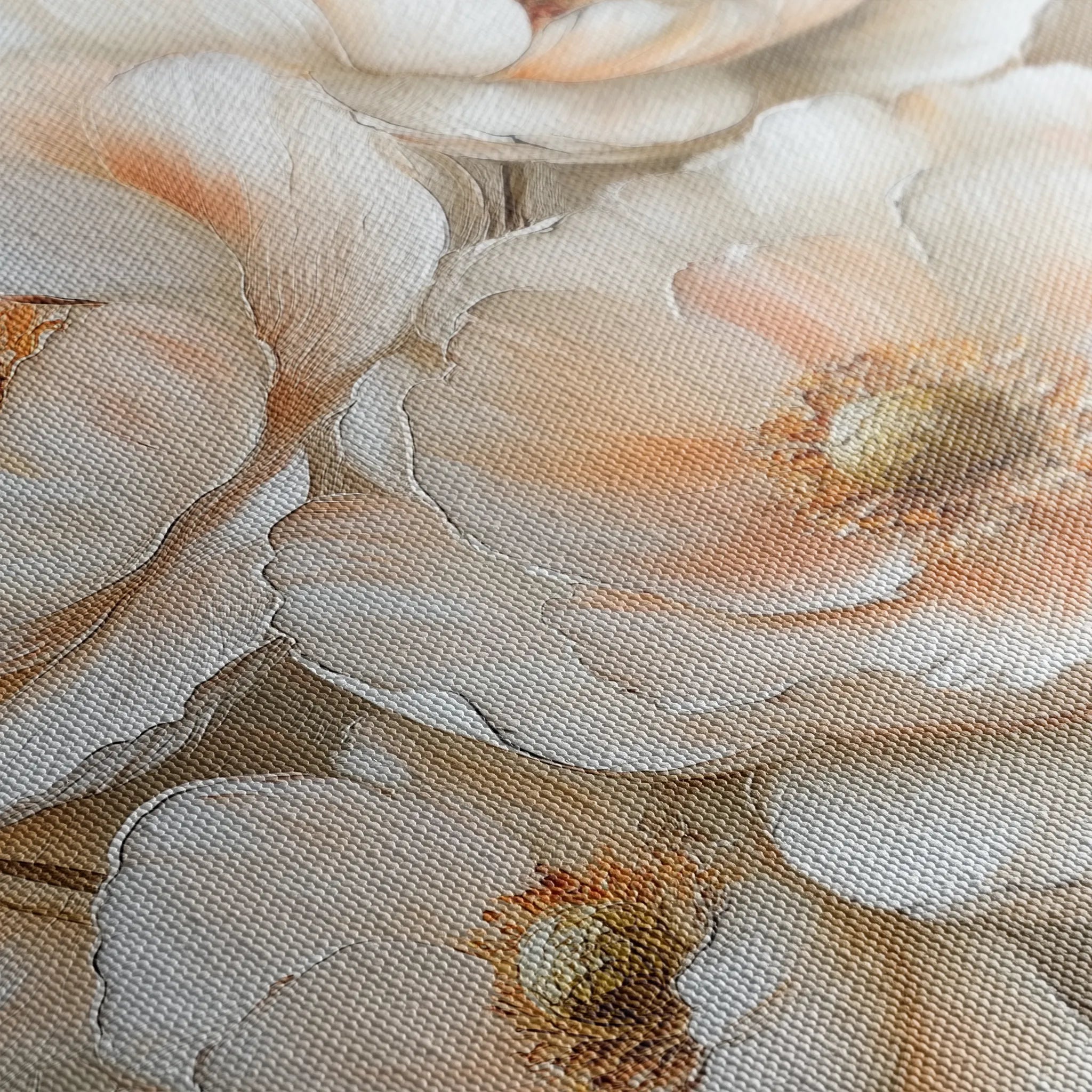 Floral 1384 Canvas Art 16" x 16" / 40 x 40 cm / Black