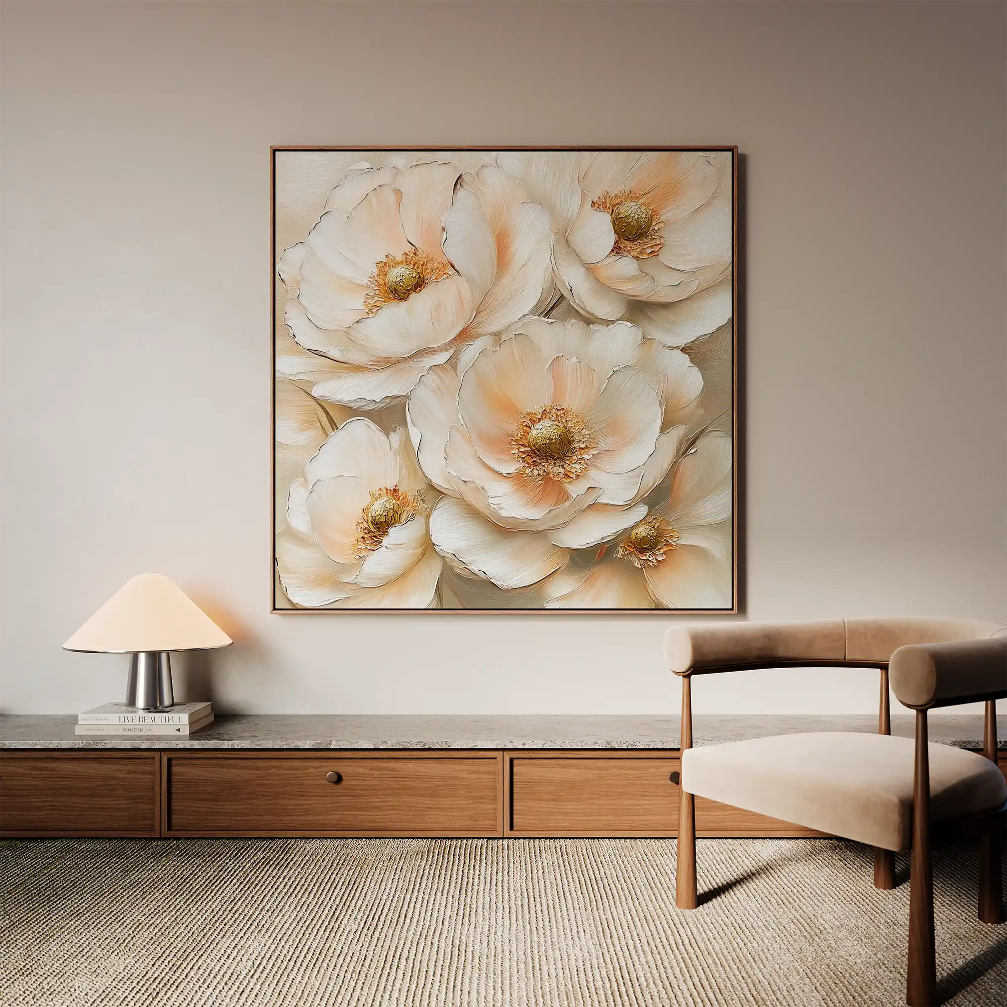 Floral 1384 Canvas Art 60 x 60 cm / Black