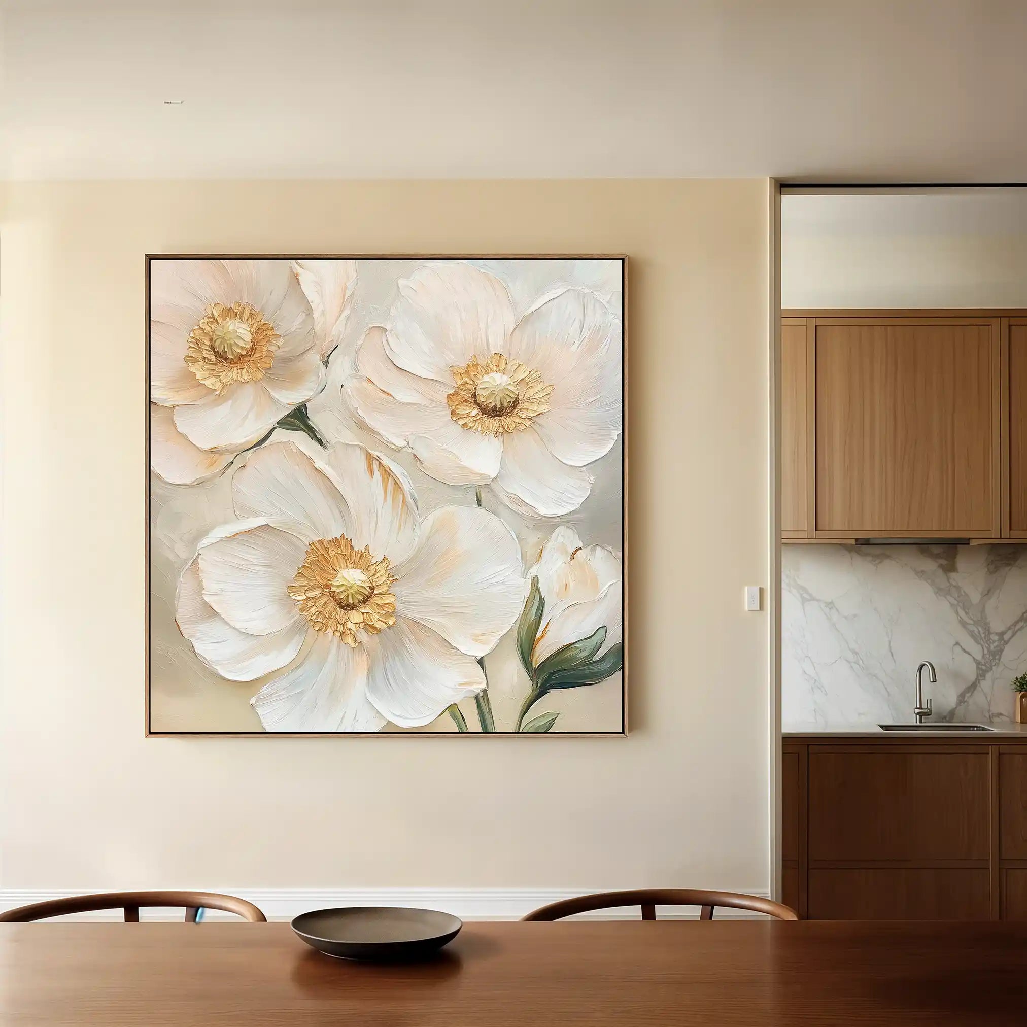 Floral 1385 Canvas Art 16" x 16" / 40 x 40 cm / Black