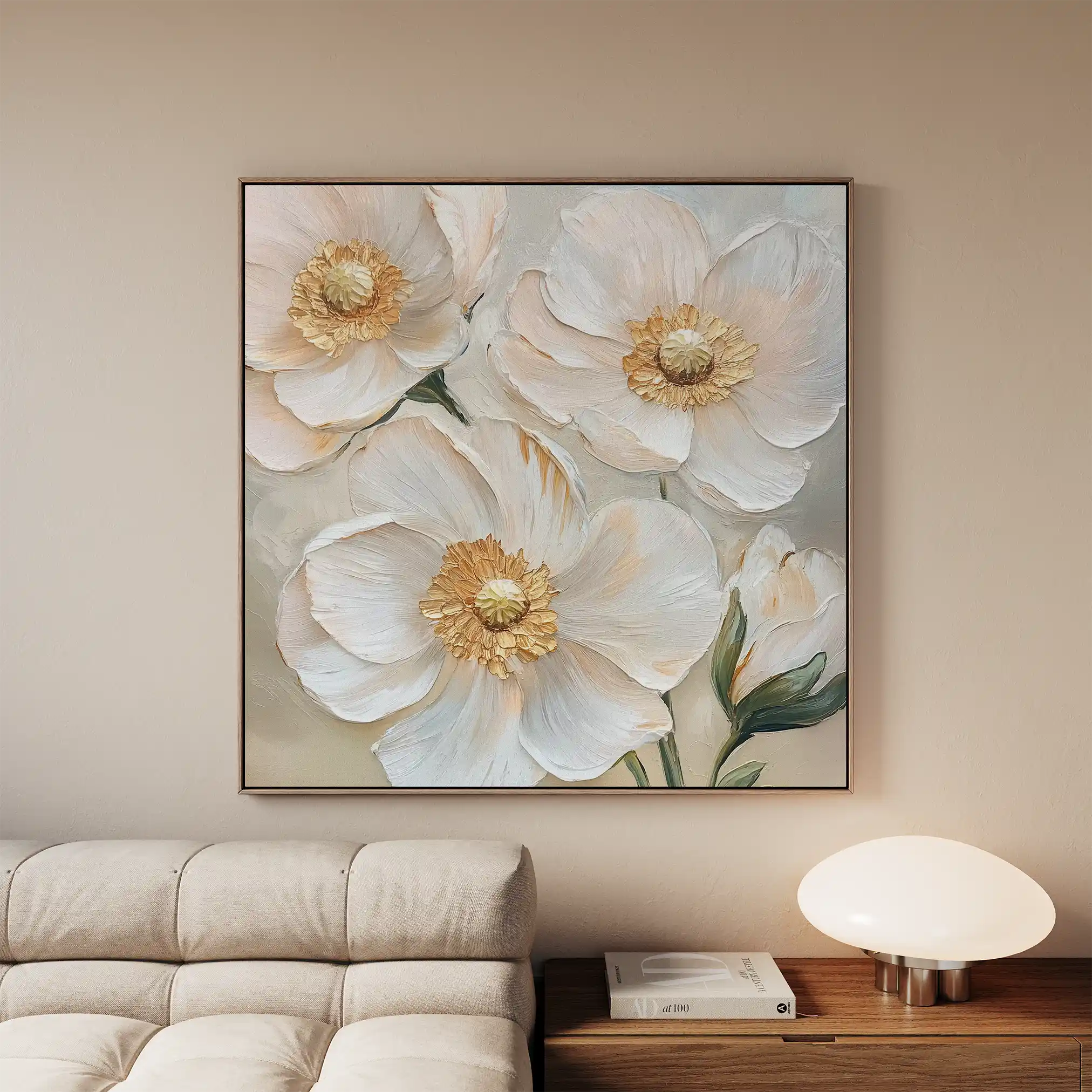 Floral 1385 Canvas Art 16" x 16" / 40 x 40 cm / Black