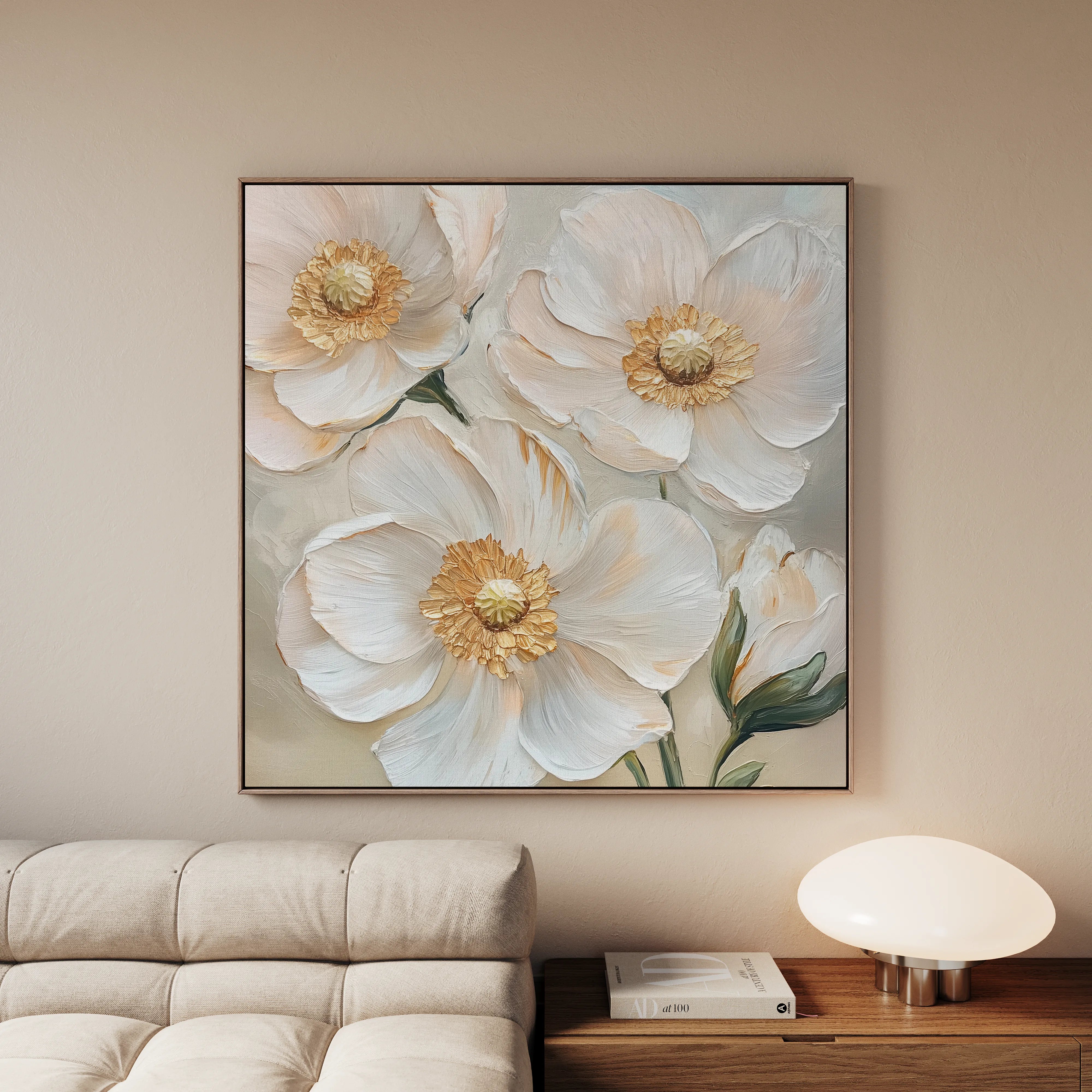 Floral 1385 Canvas Art 16" x 16" / 40 x 40 cm / Black