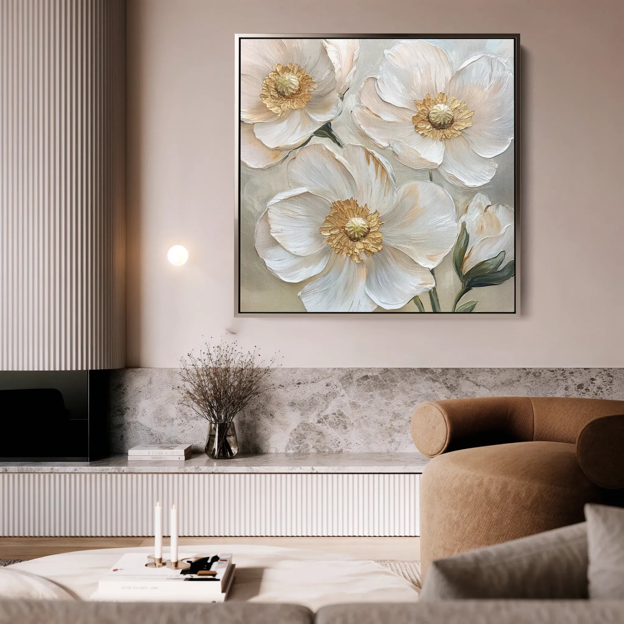 Floral 1385 Canvas Art 16" x 16" / 40 x 40 cm / Black