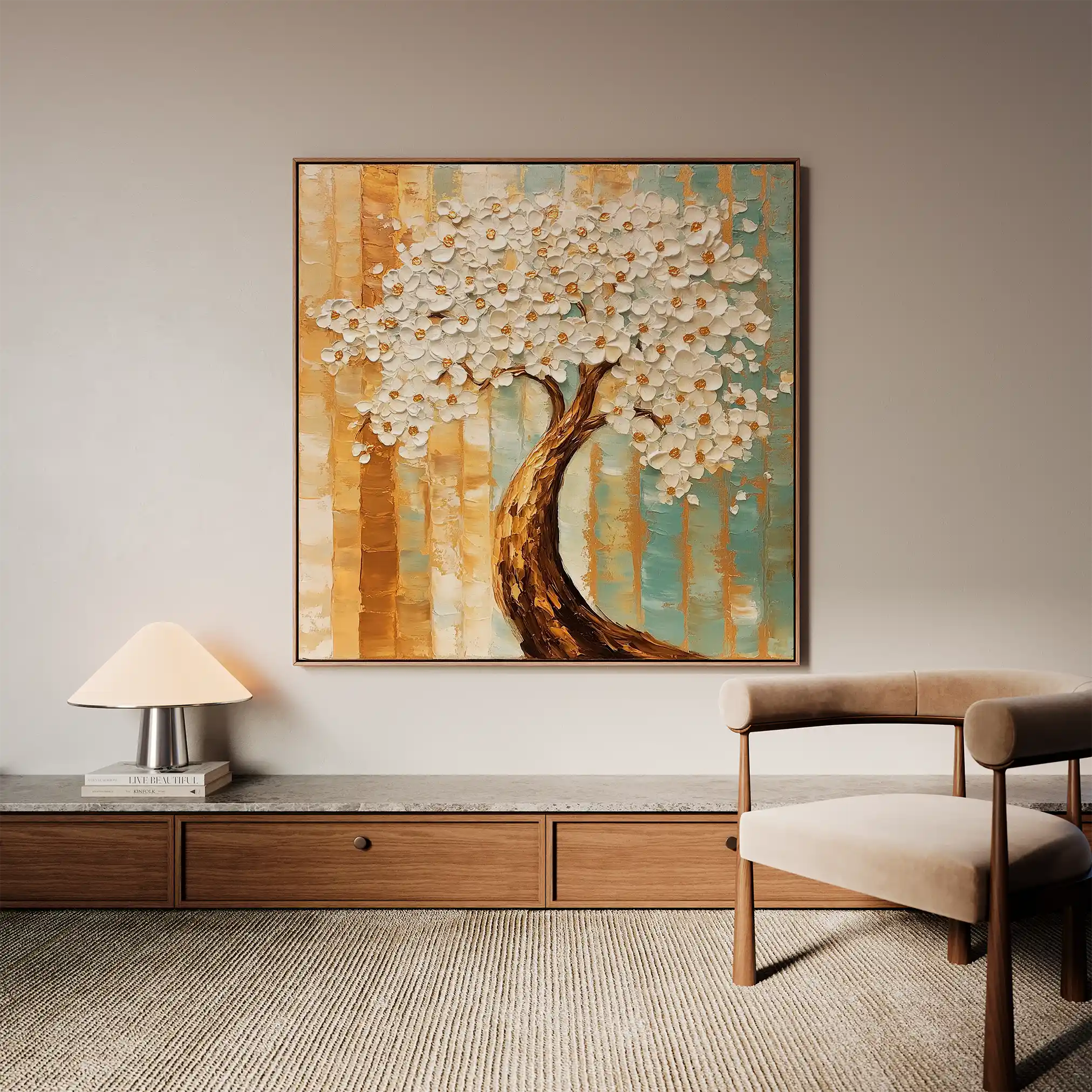 Floral 1386 Canvas Art 16" x 16" / 40 x 40 cm / Black