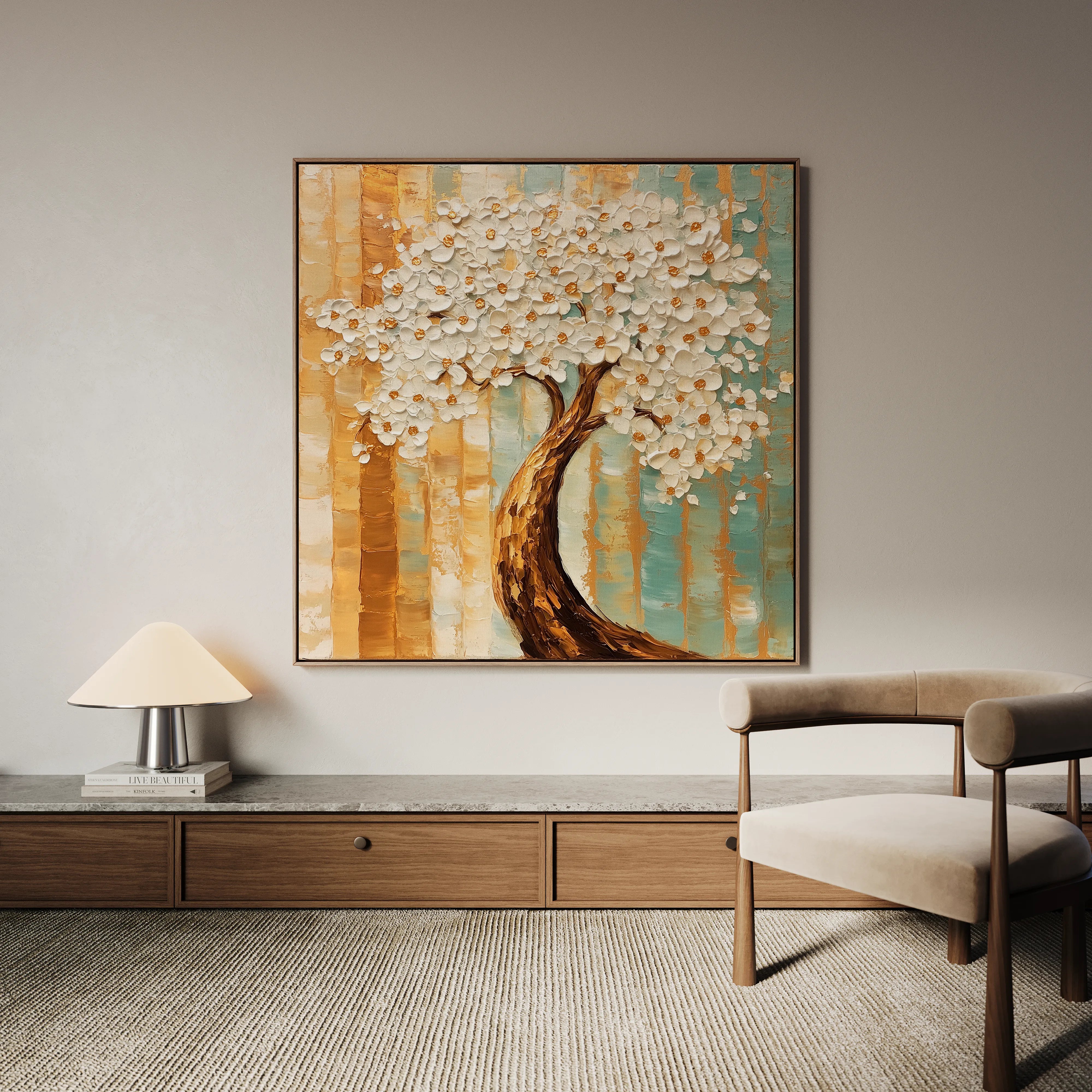 Floral 1386 Canvas Art 16" x 16" / 40 x 40 cm / Black
