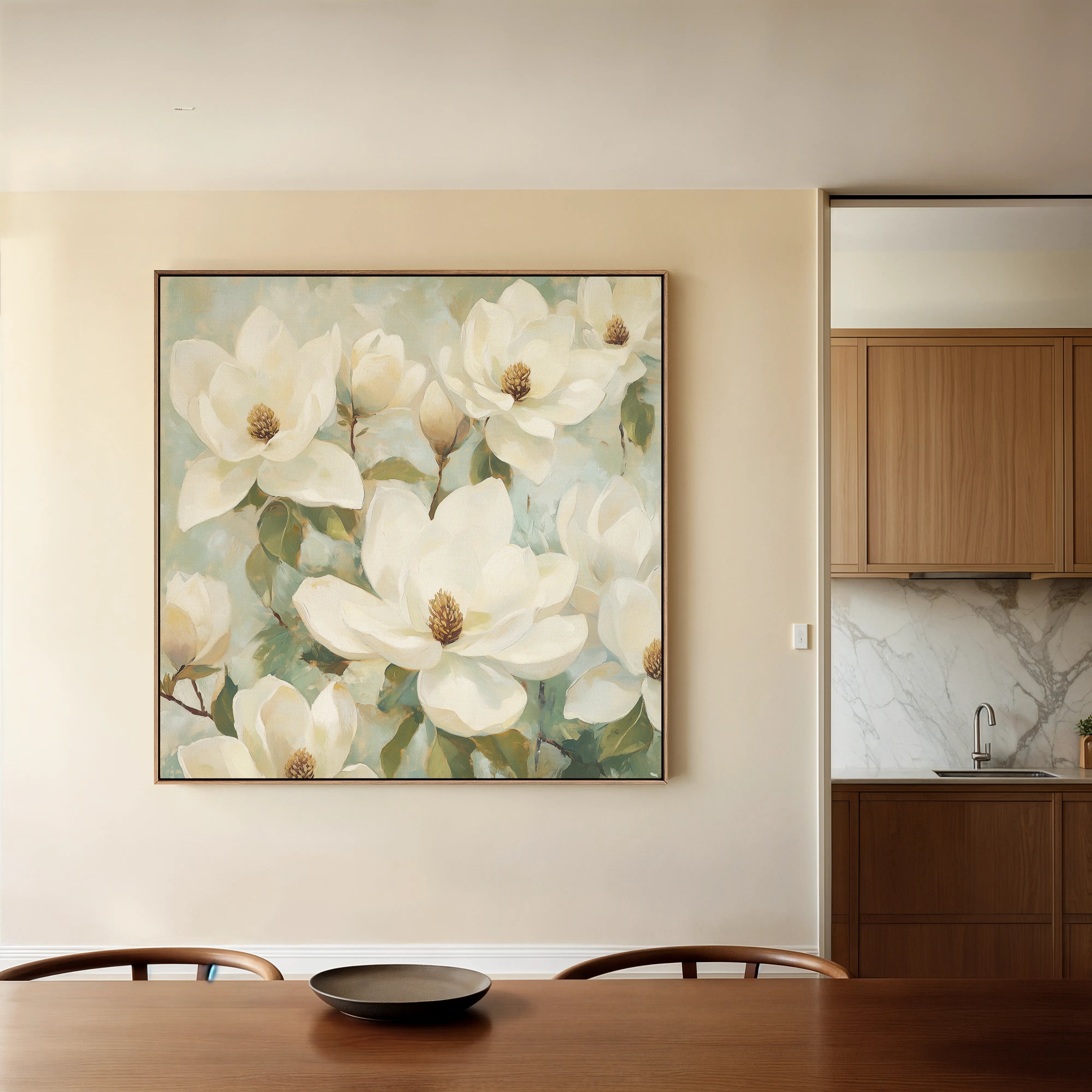 Floral 1387 Canvas Art 16" x 16" / 40 x 40 cm / Black