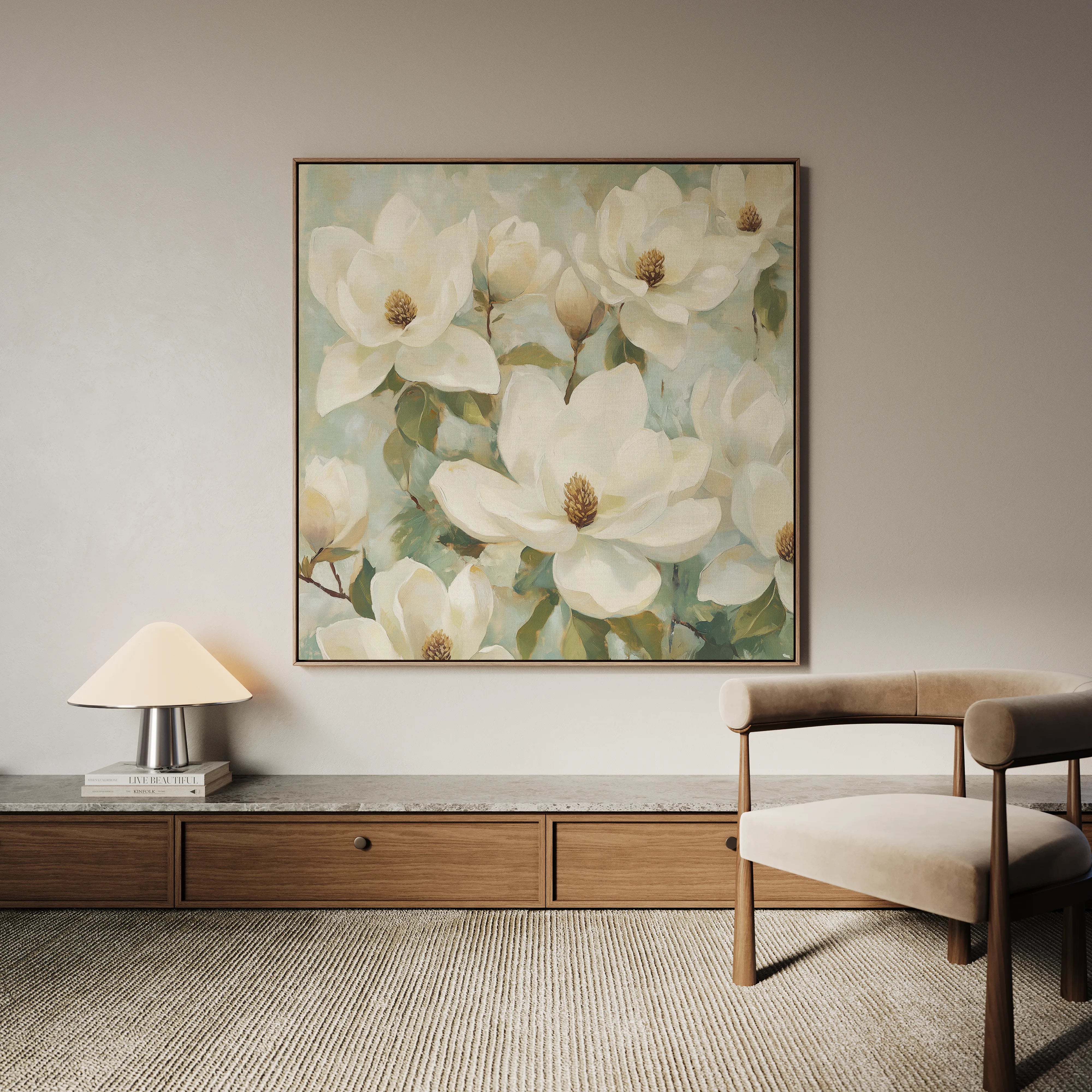 Floral 1387 Canvas Art 16" x 16" / 40 x 40 cm / Black
