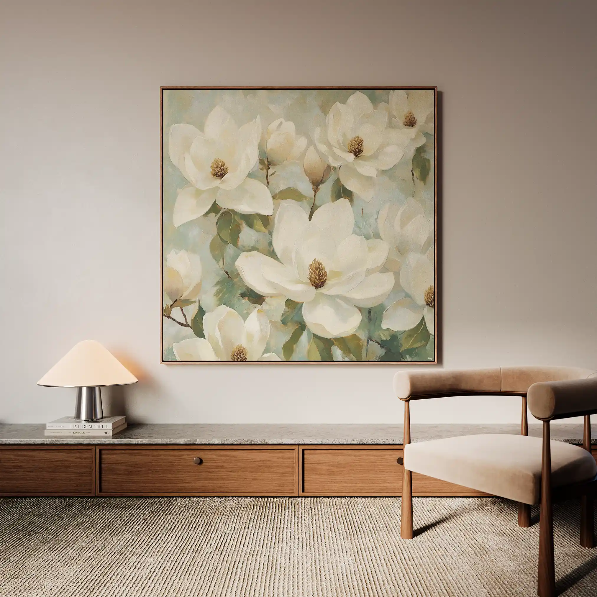 Floral 1387 Canvas Art 60 x 60 cm / Black