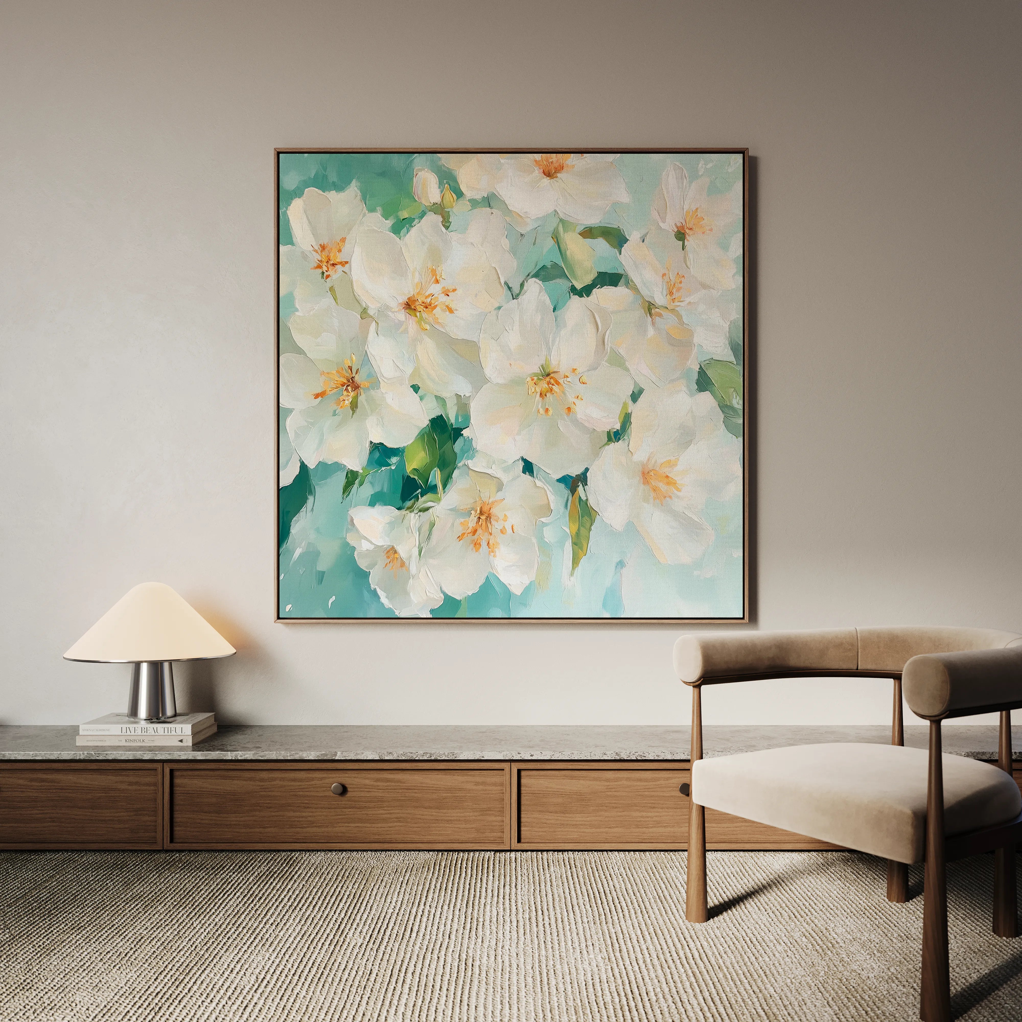 Floral 1388 Canvas Art 16" x 16" / 40 x 40 cm / Black