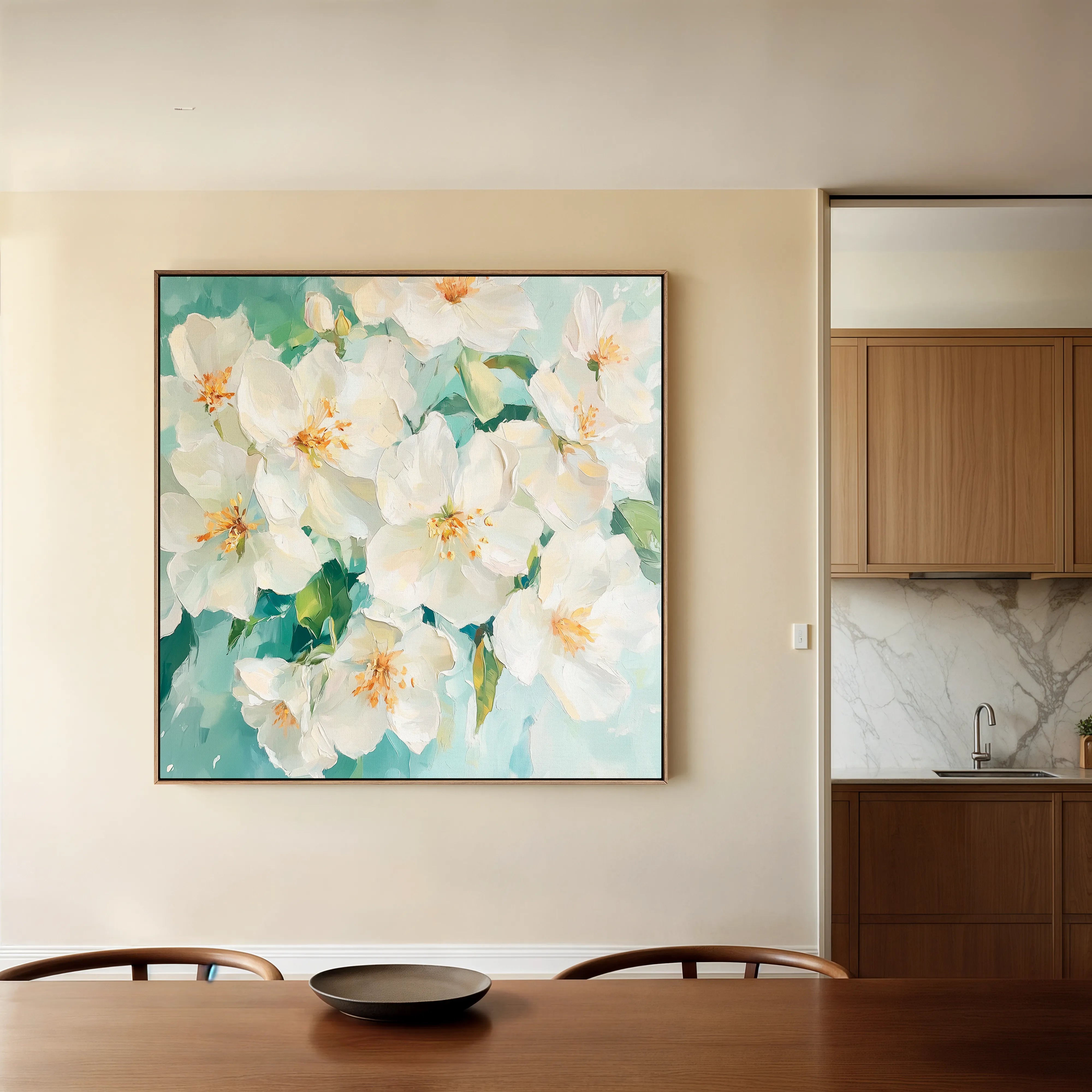 Floral 1388 Canvas Art 16" x 16" / 40 x 40 cm / Black