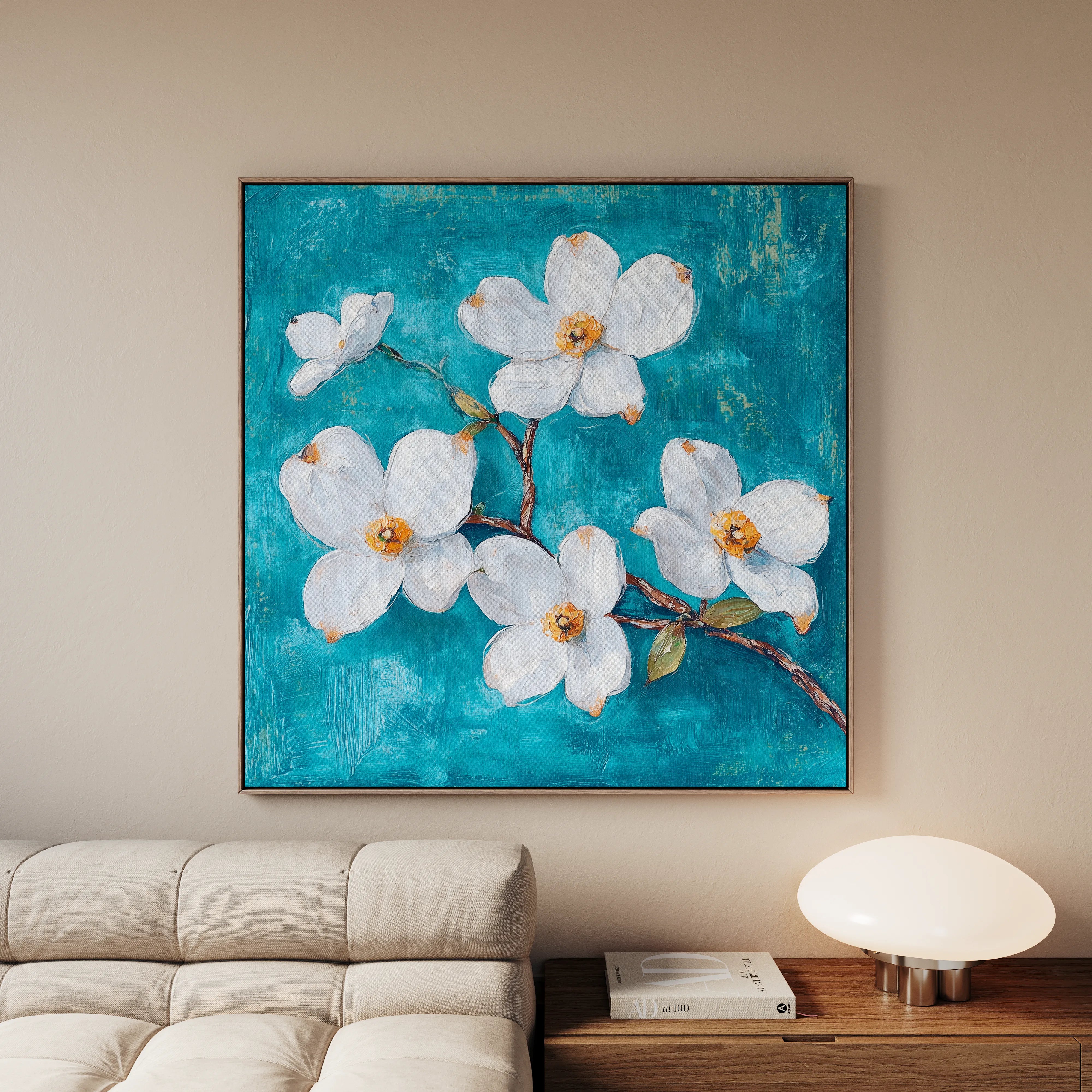 Floral 1389 Canvas Art 16" x 16" / 40 x 40 cm / Black