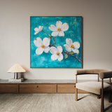 Floral 1389 Canvas Art 16" x 16" / 40 x 40 cm / Black