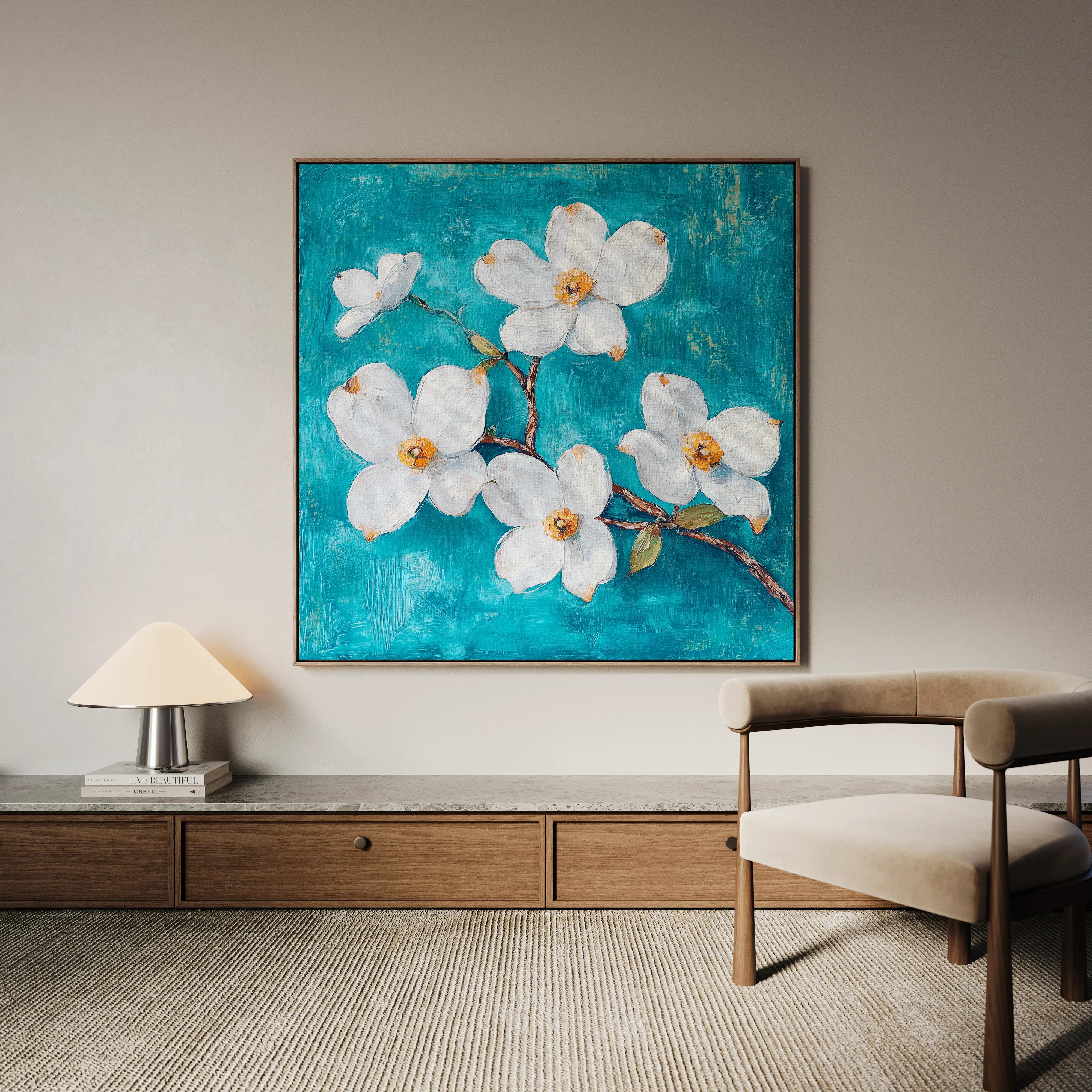 Floral 1389 Canvas Art 16" x 16" / 40 x 40 cm / Black