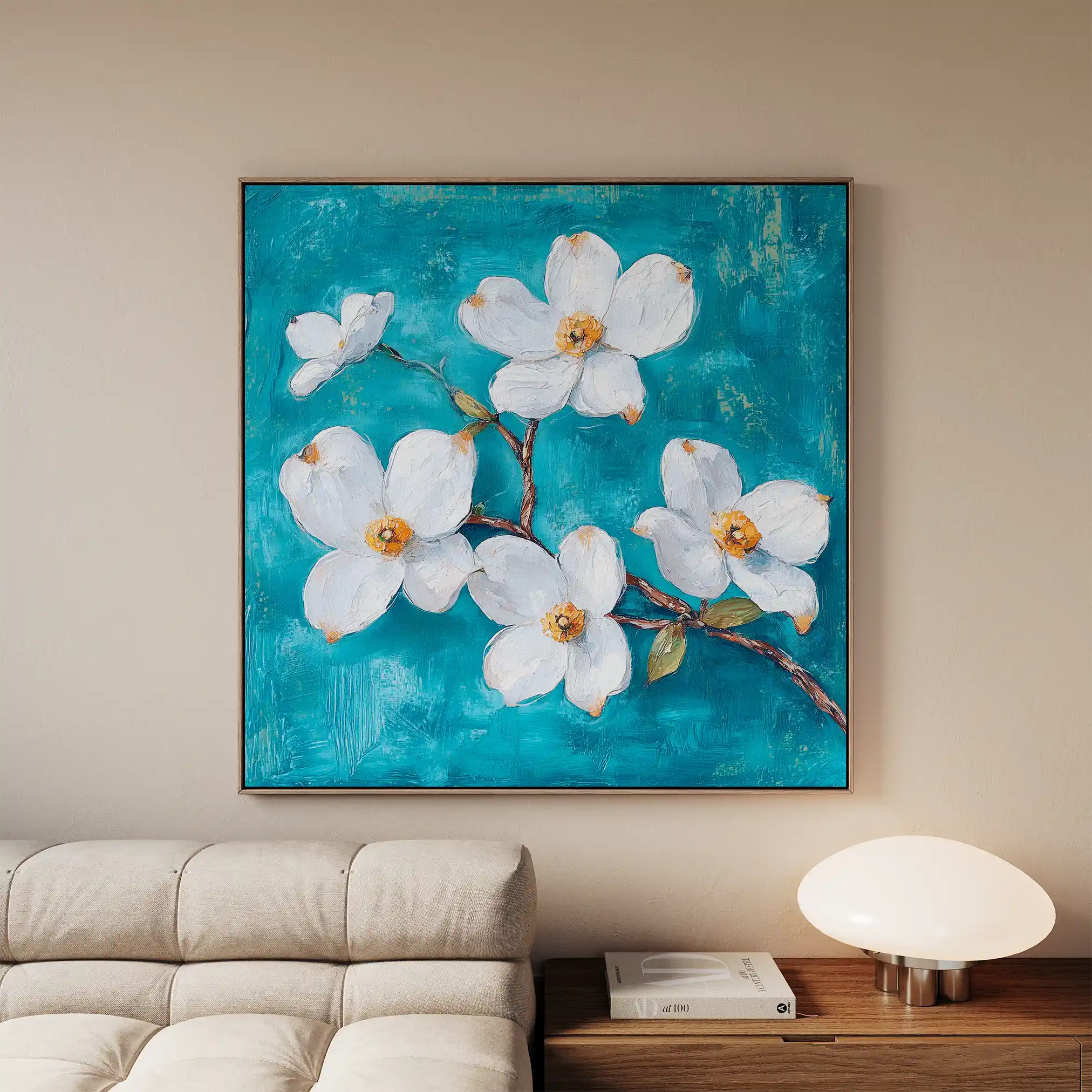 Floral 1389 Canvas Art 60 x 60 cm / Black