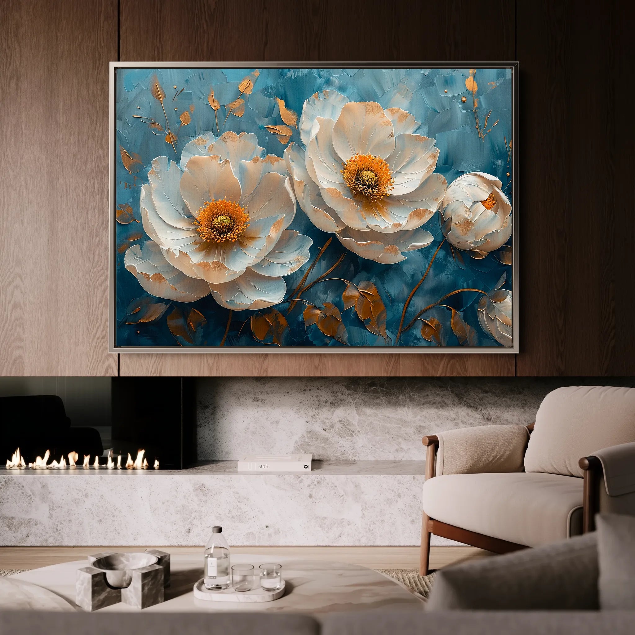 Floral 139 Canvas Art 18" x 24" / 45 x 60 cm / Black
