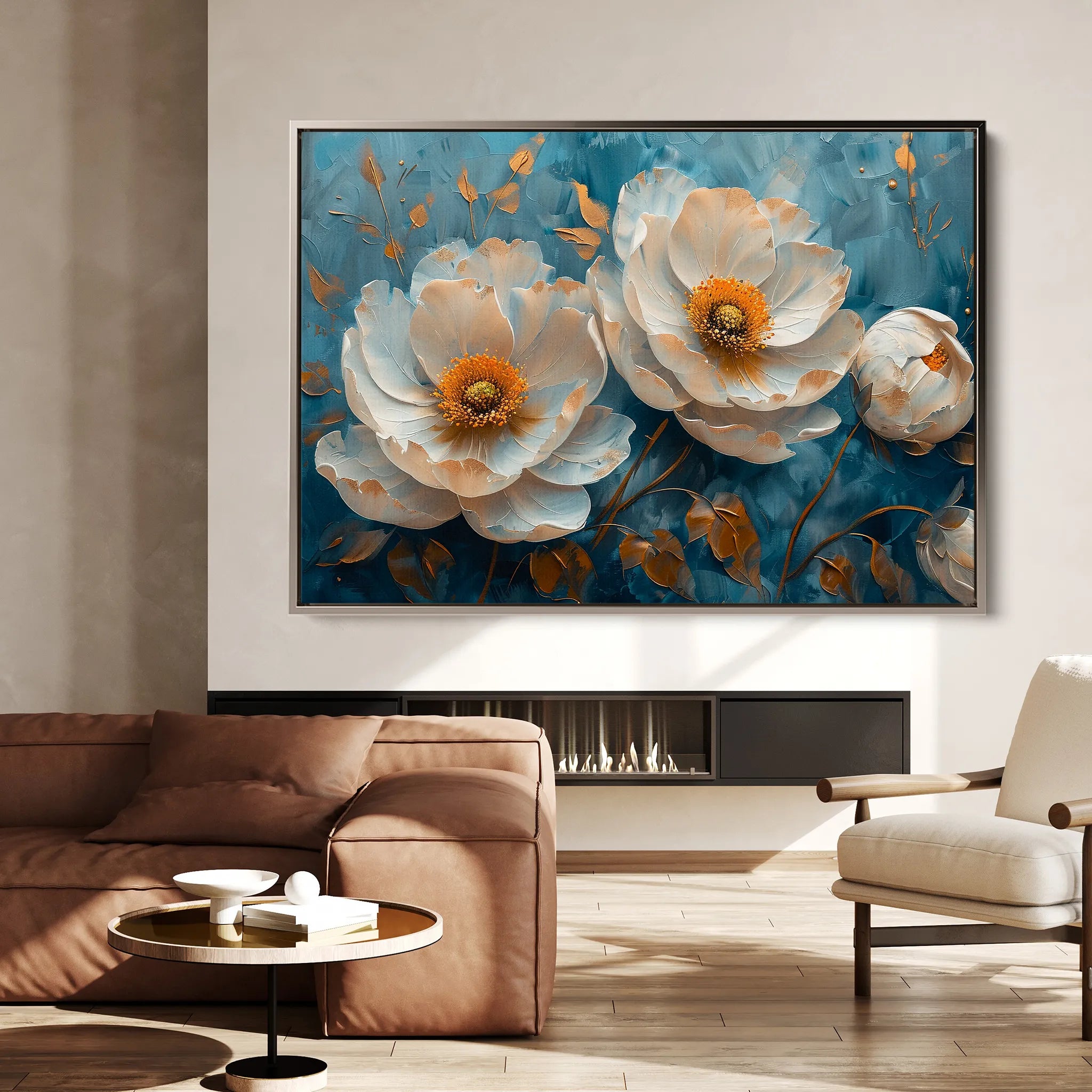 Floral 139 Canvas Art 18" x 24" / 45 x 60 cm / Black