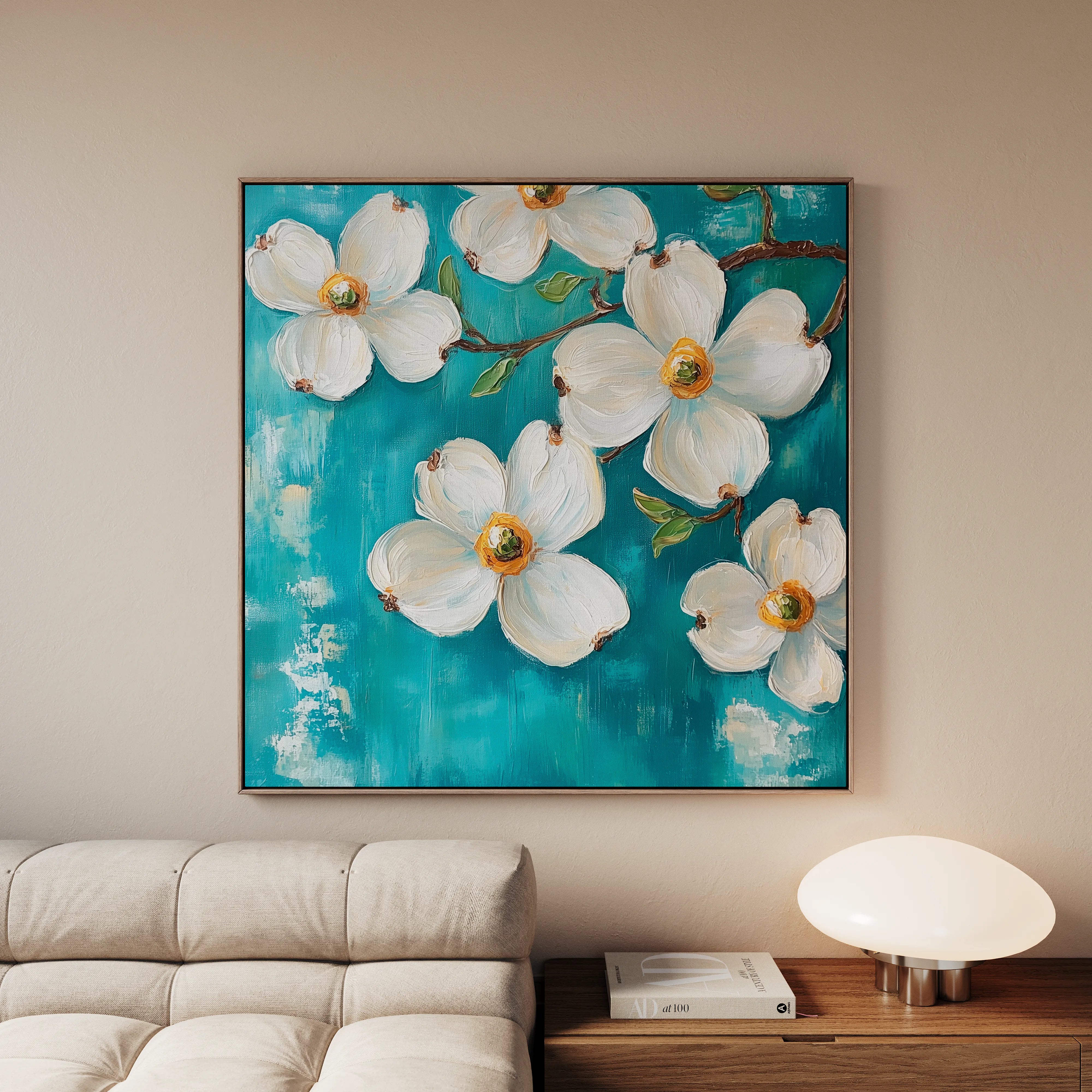 Floral 1390 Canvas Art 16" x 16" / 40 x 40 cm / Black
