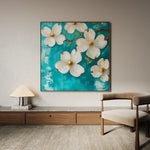 Floral 1390 Canvas Art 16" x 16" / 40 x 40 cm / Black