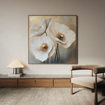 Floral 1391 Canvas Art 16" x 16" / 40 x 40 cm / Black