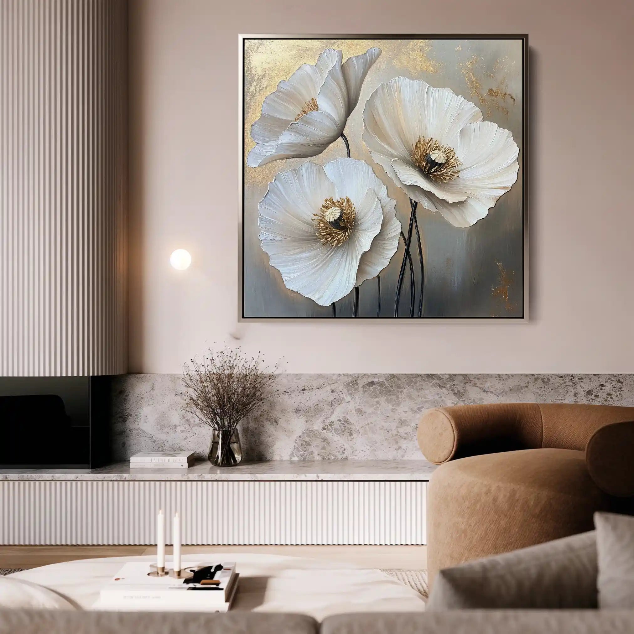 Floral 1391 Canvas Art 16" x 16" / 40 x 40 cm / Black