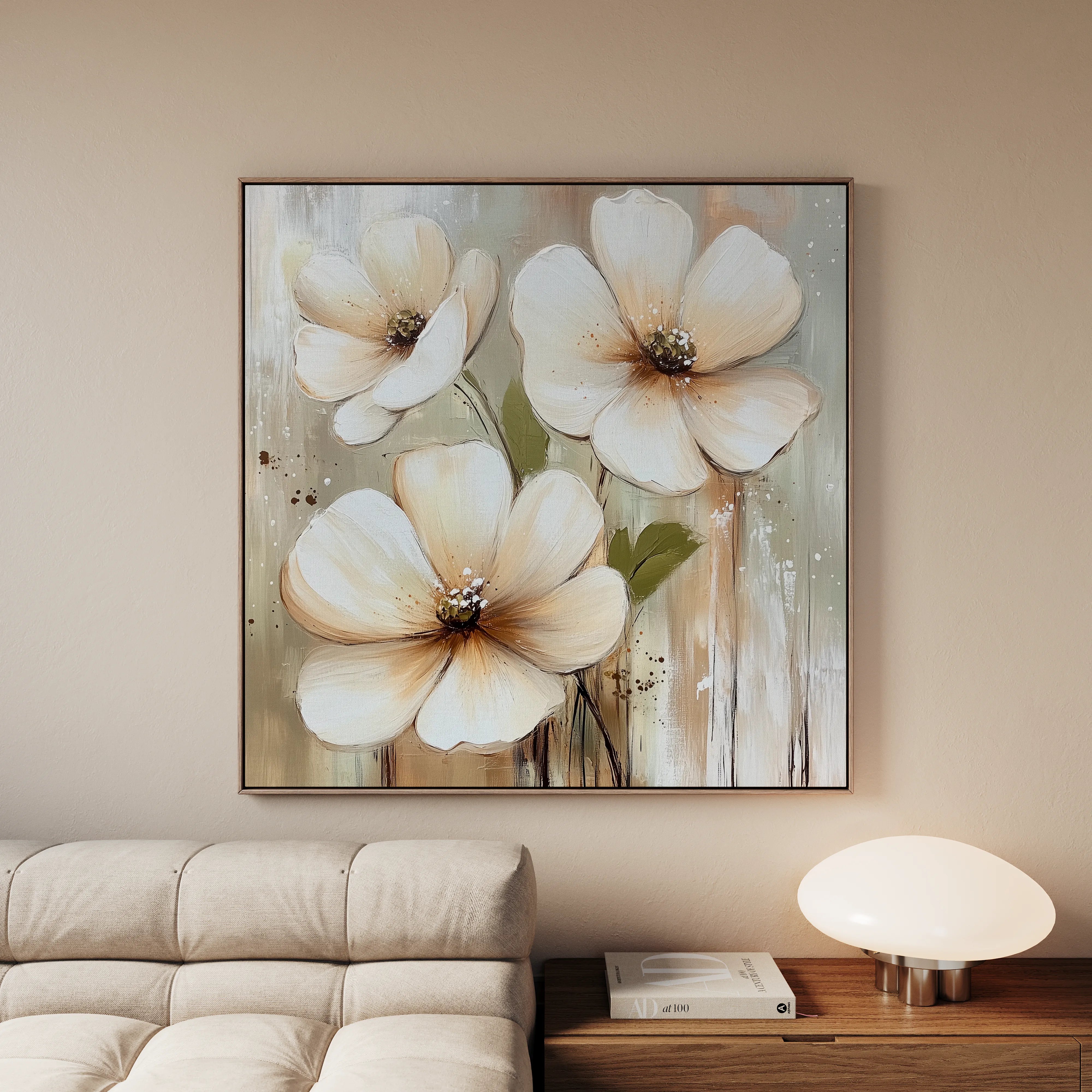 Floral 1392 Canvas Art 16" x 16" / 40 x 40 cm / Black