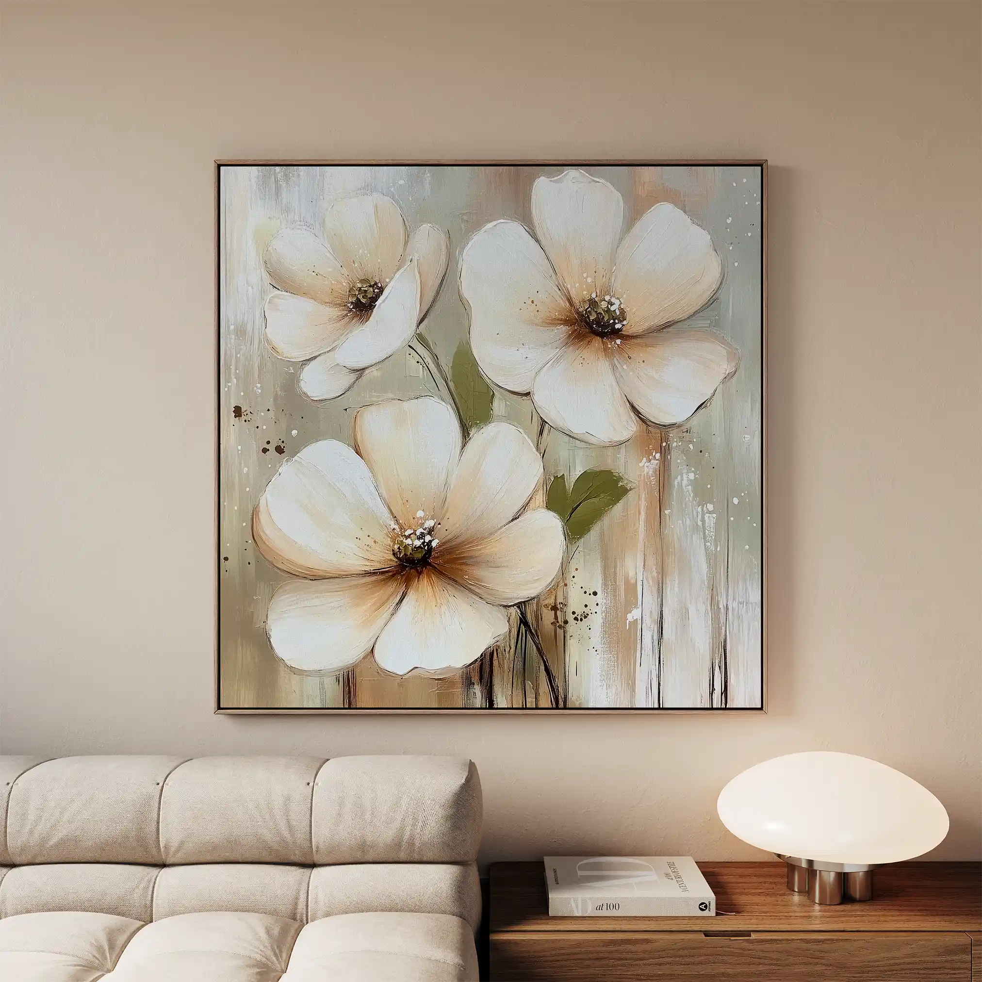 Floral 1392 Canvas Art 16" x 16" / 40 x 40 cm / Black