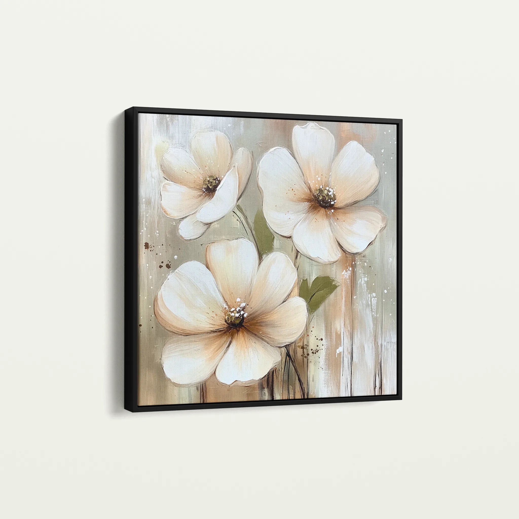 Floral 1392 Canvas Art 16" x 16" / 40 x 40 cm / Black
