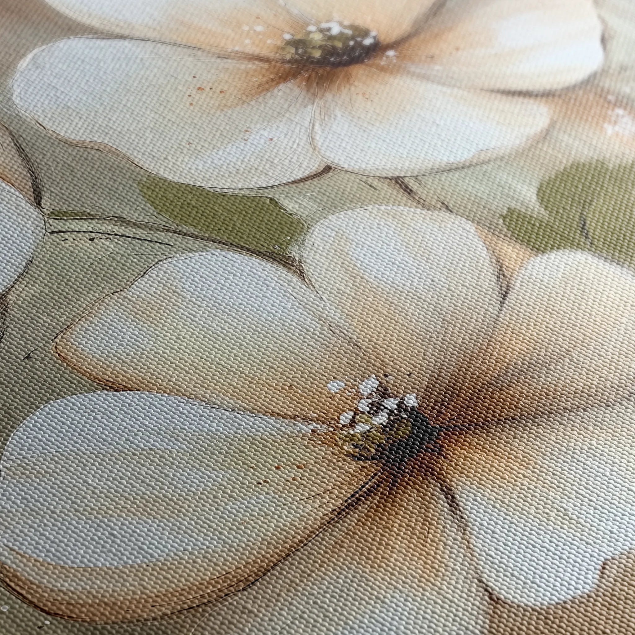 Floral 1392 Canvas Art 16" x 16" / 40 x 40 cm / Black