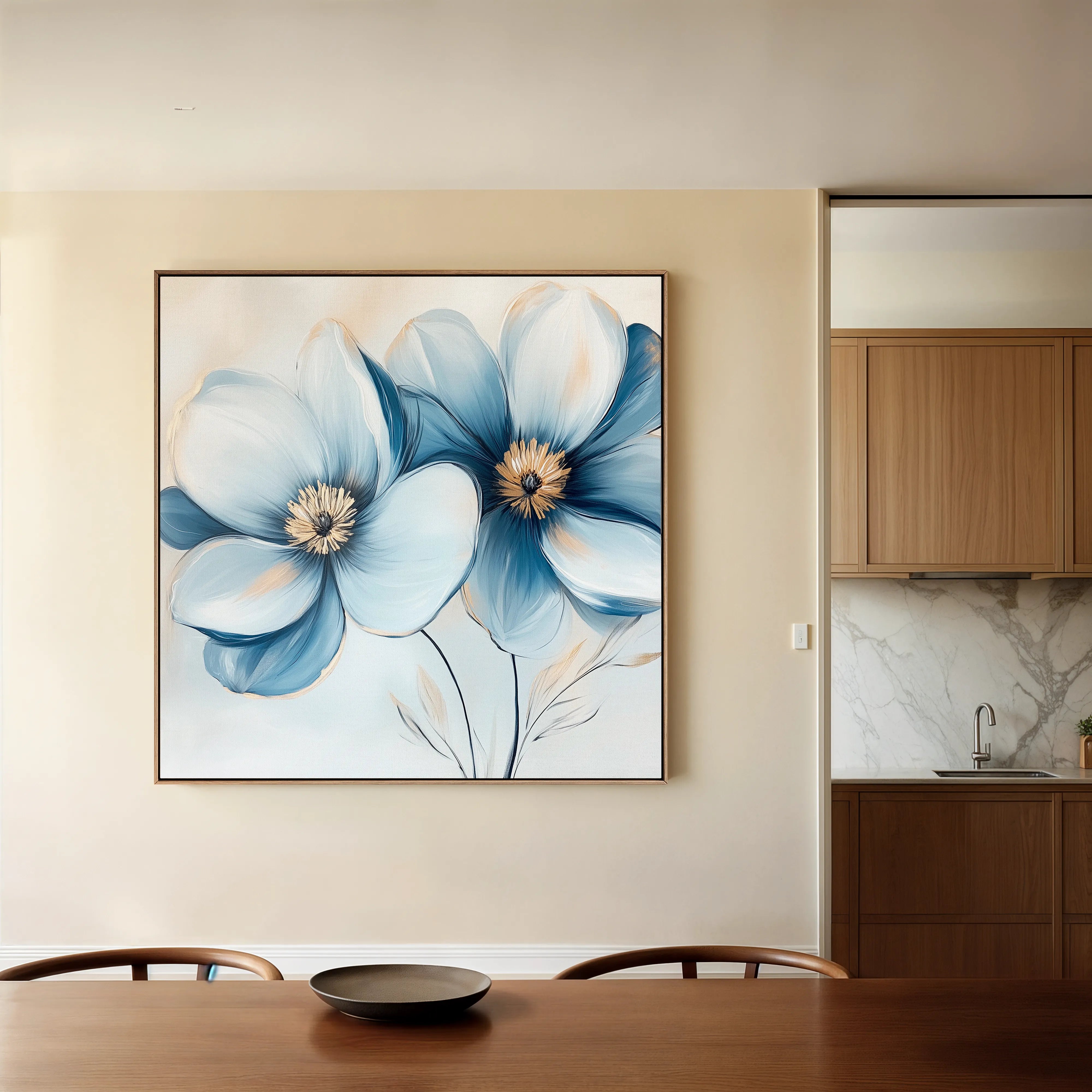 Floral 1393 Canvas Art 16" x 16" / 40 x 40 cm / Black