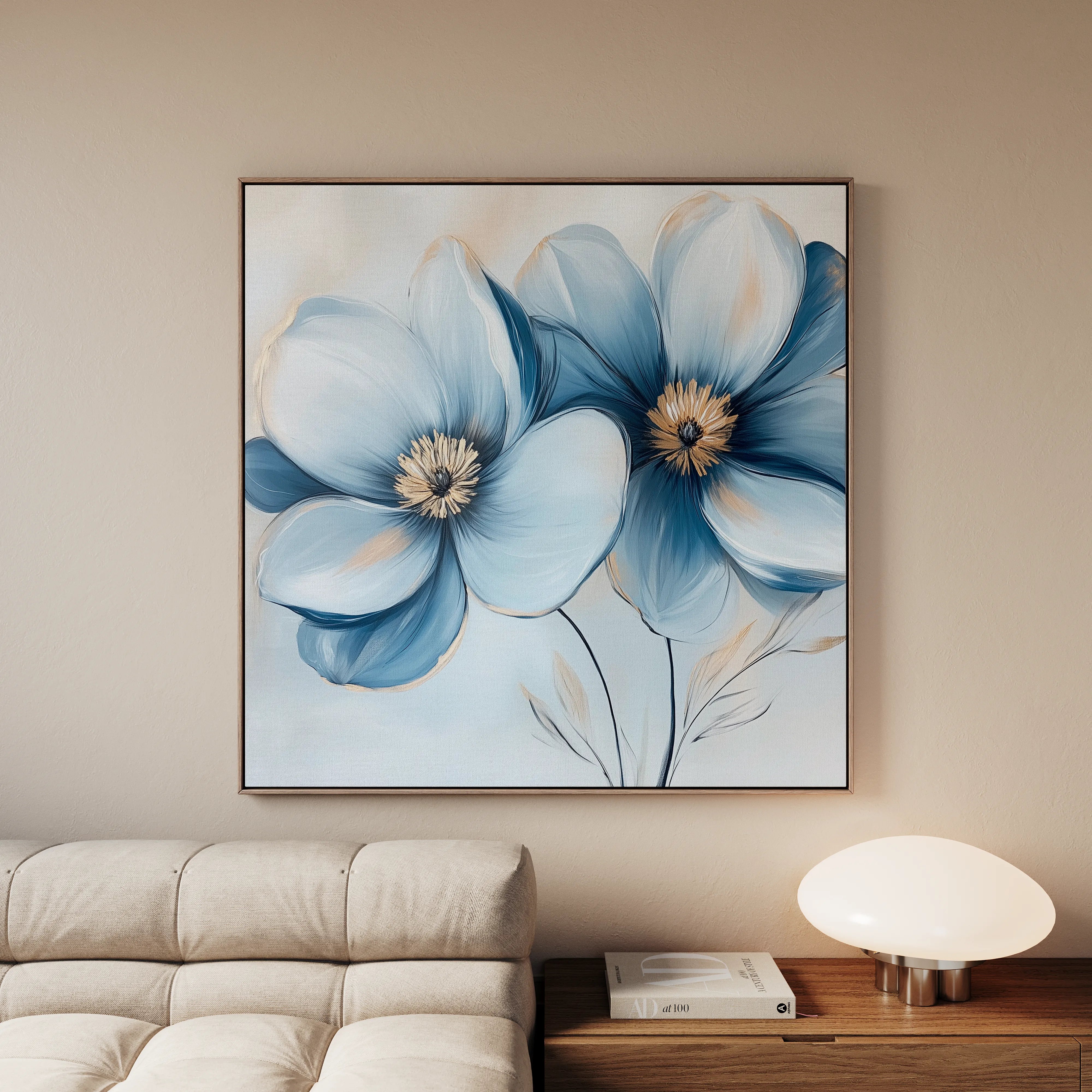 Floral 1393 Canvas Art 16" x 16" / 40 x 40 cm / Black