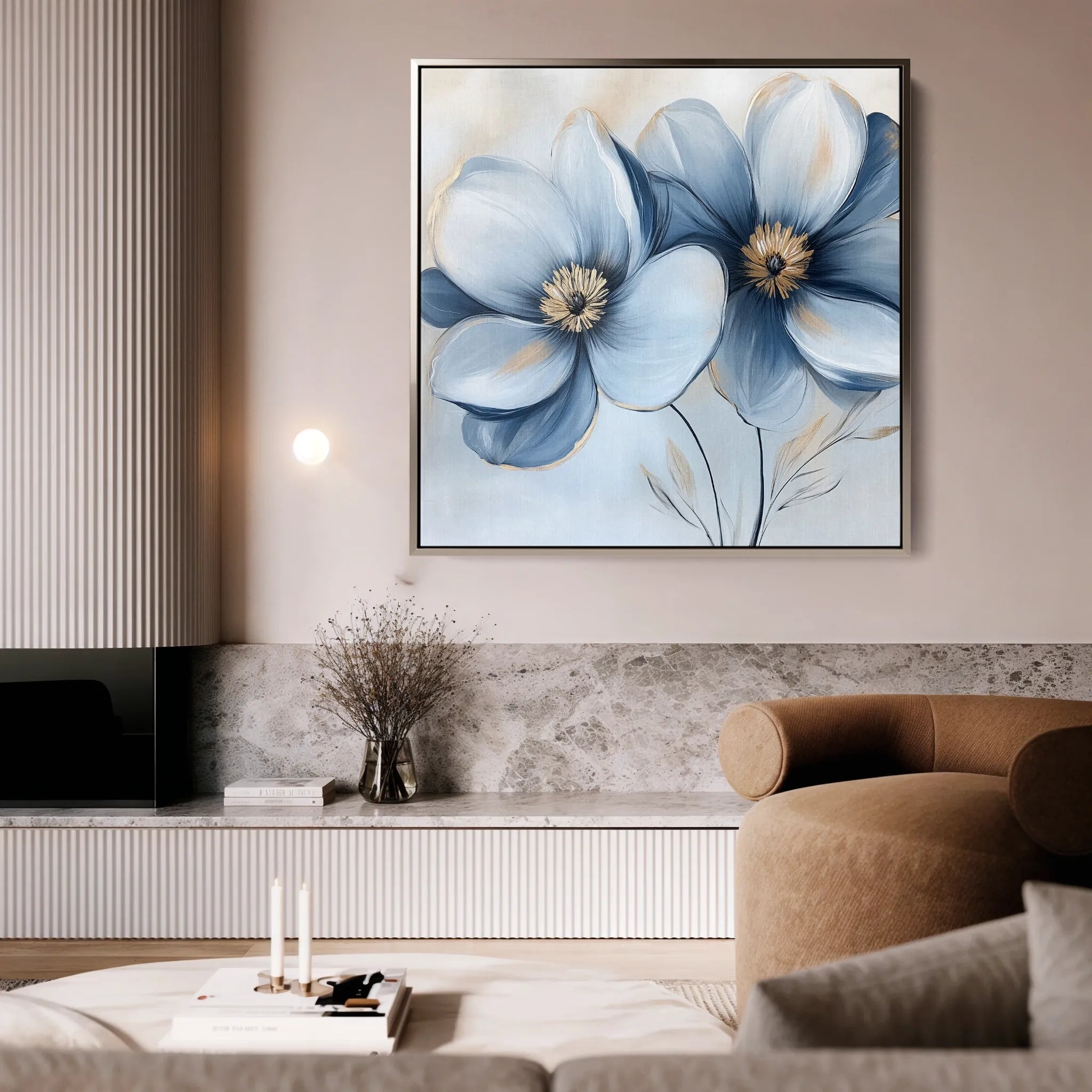 Floral 1393 Canvas Art 16" x 16" / 40 x 40 cm / Black